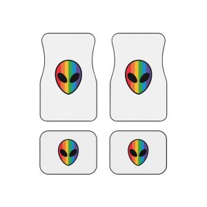 Rainbow Alien Head Lgbt Pride Illustration Car Mats Set Of 4