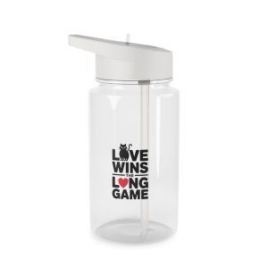 Love Wins Long Game With Black Cat Heart Illustration Tritan Water Bottle