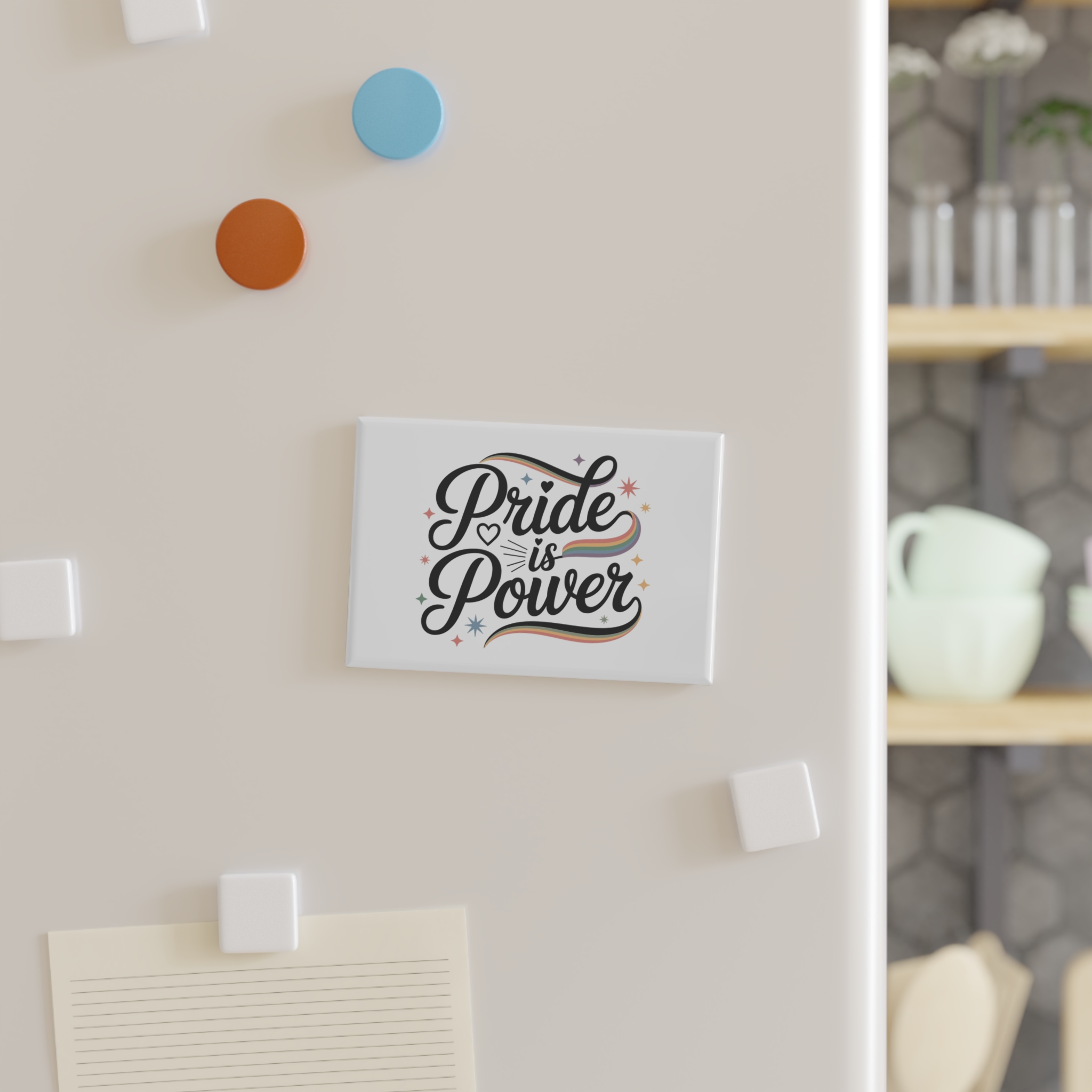 Pride Is Power T Shirt Design Isolated White Background Button Magnet Rectangle 1 And 10 Pcs - Image 3