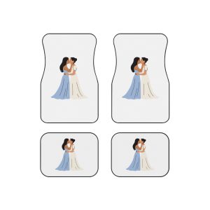 Romantic Lesbian Couple Kissing Wedding Dresses Car Mats Set Of 4