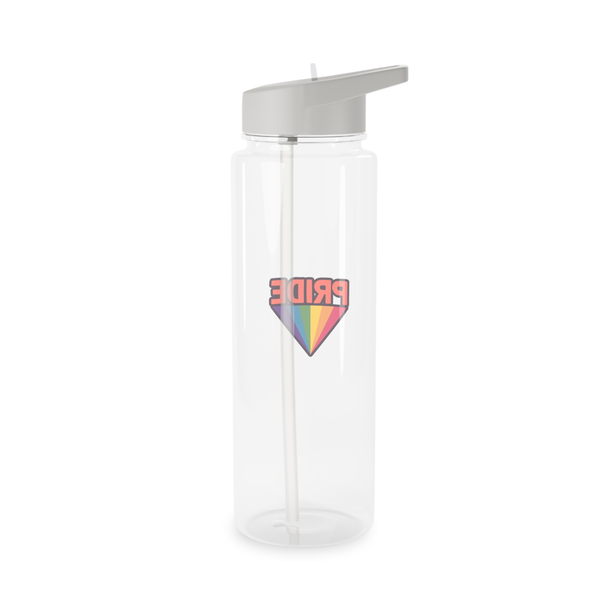 Pride Text With Rainbow Flag Badge Lgbt Symbol Gay Lesbian Bisexual Trans Queer Love Symbol Tritan Water Bottle - Image 6