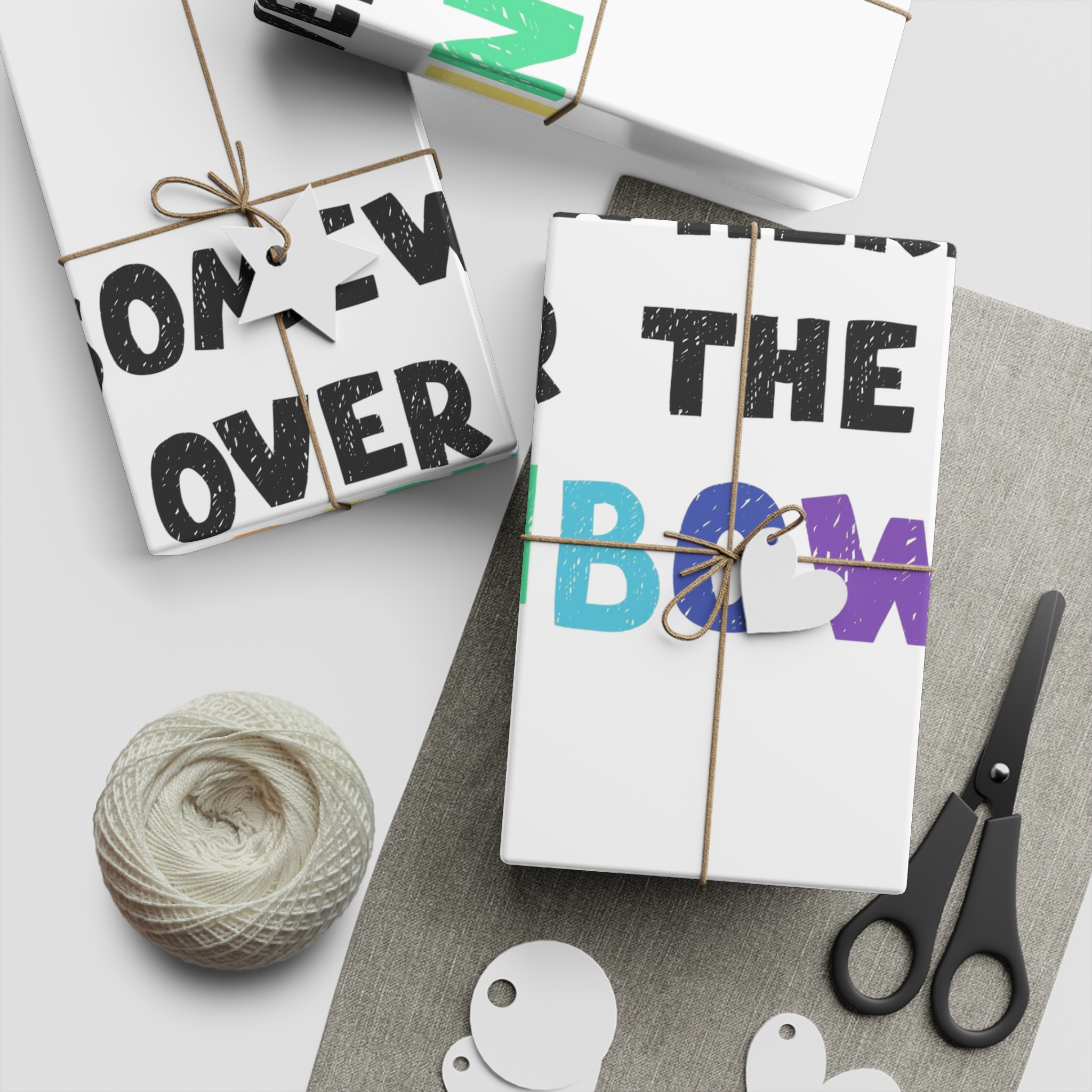 Vector Illustration With Hand Drawn Lettering Rainbow Gift Wrapping Paper Sheets 1pc - Image 2