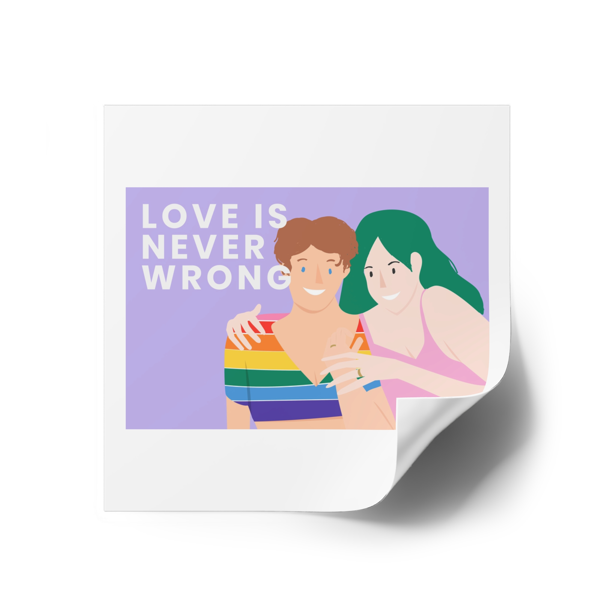 Lgbtq Gay Couple Banner Template Pride Month Laminate Stickers Square - Image 18