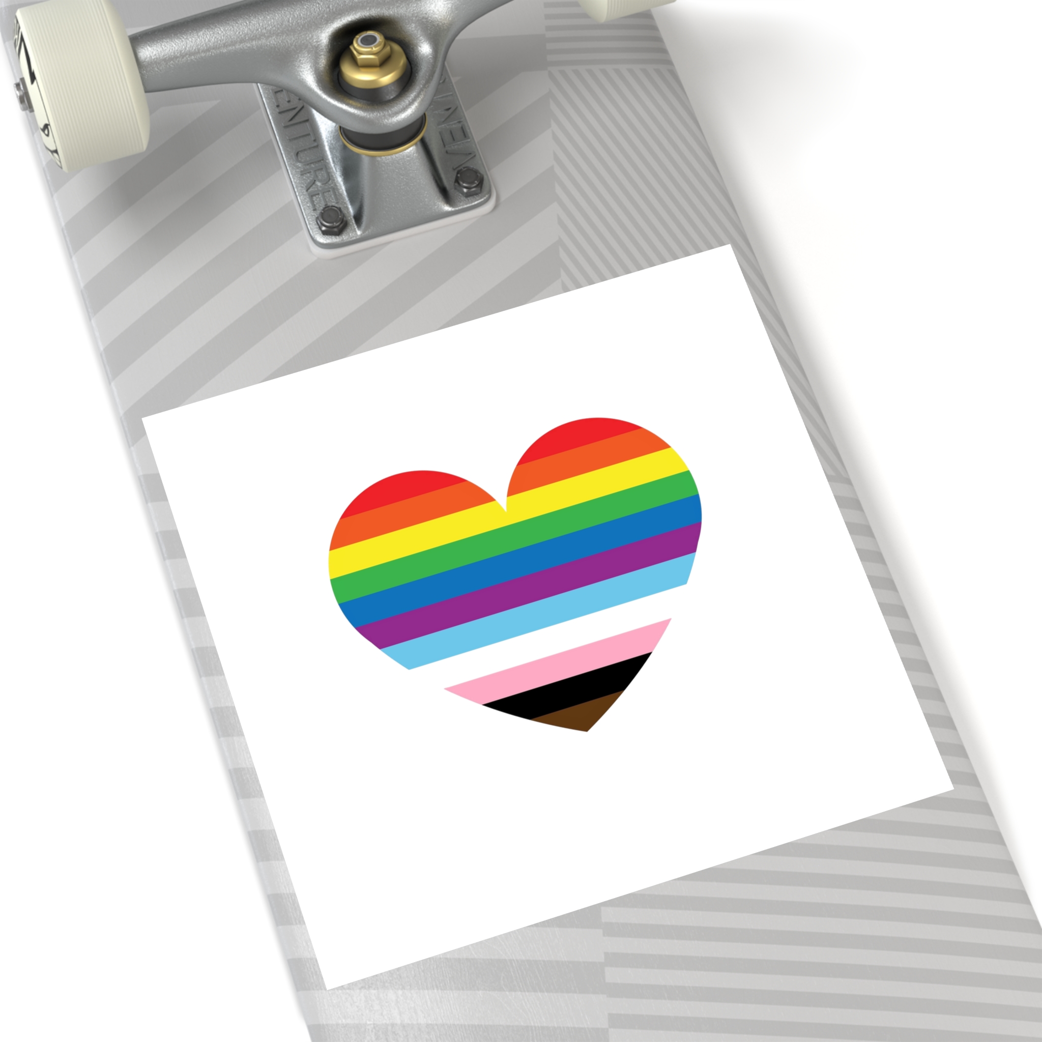 Progress Pride Flag Heart Symbol Love Inclusion Laminate Stickers Square - Image 64