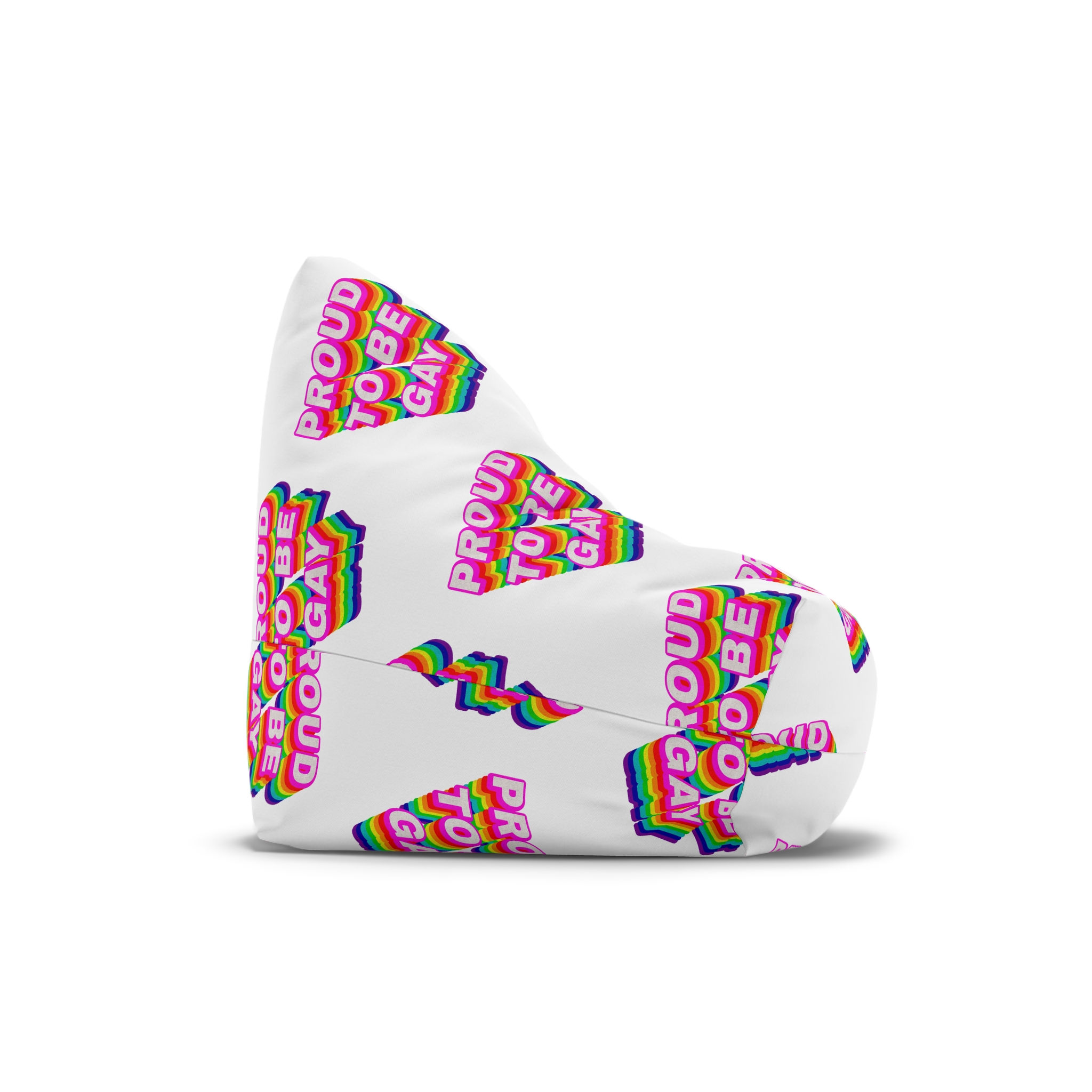 Rainbow Word Proud Be Gay Typography Design Element Bean Bag Chair Cover - Image 3
