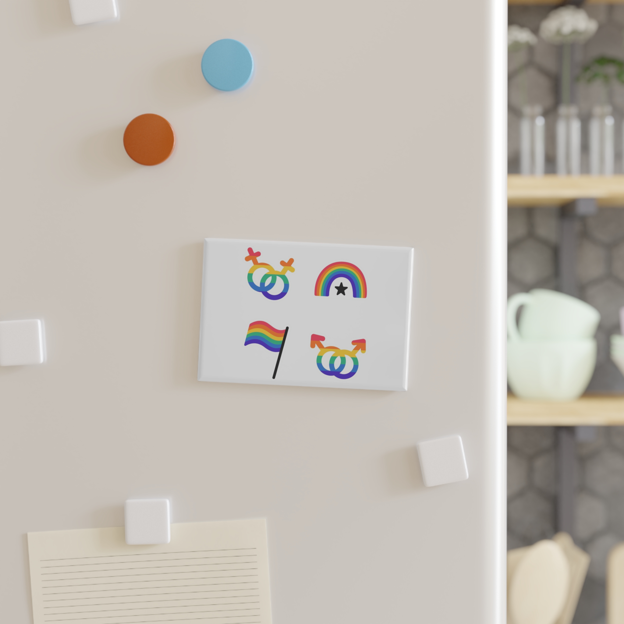 Lgbt Stickers Doodle Style Lgbtq Set Lgbt Pride Community Symbols Rainbow Colored Elements Flag Heart Rainbow Button Magnet Rectangle 1 And 10 Pcs - Image 7