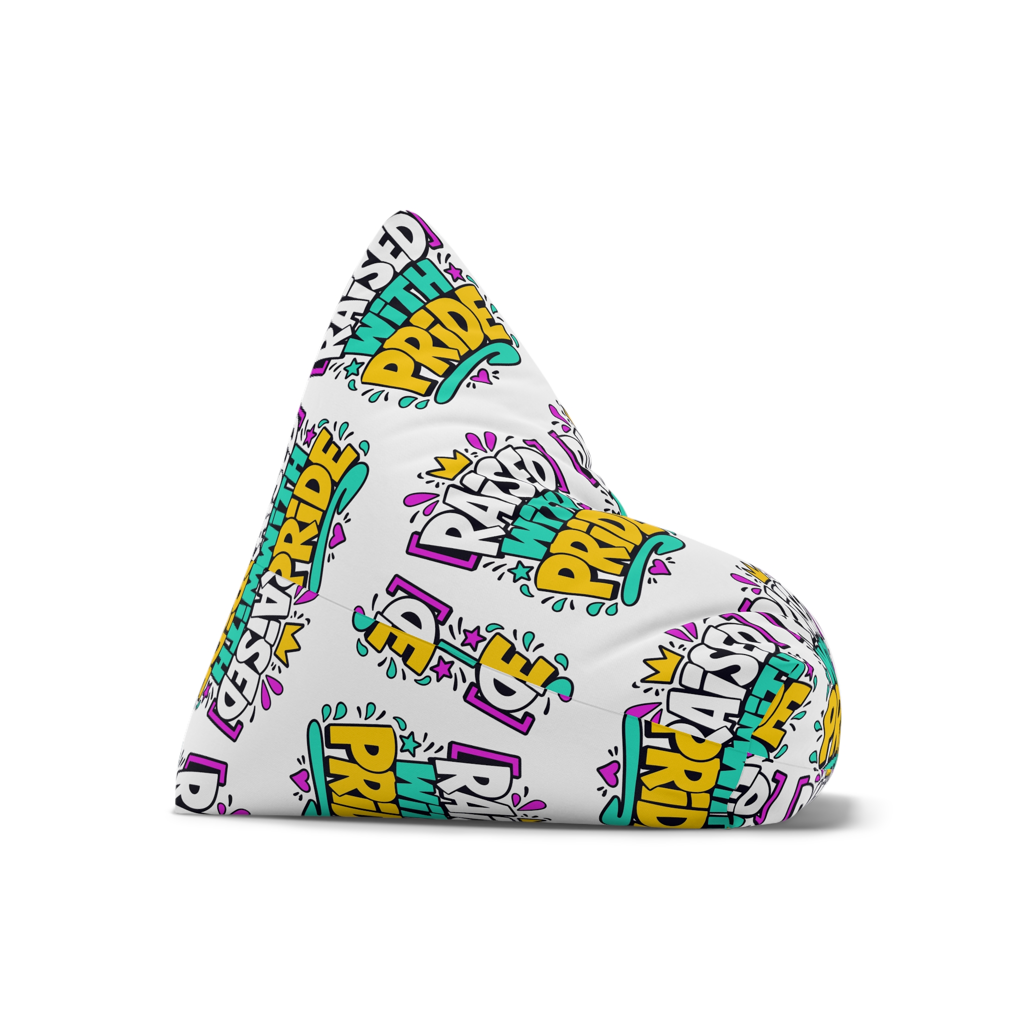 Raised With Pride Text Effect Bean Bag Chair Cover - Image 7