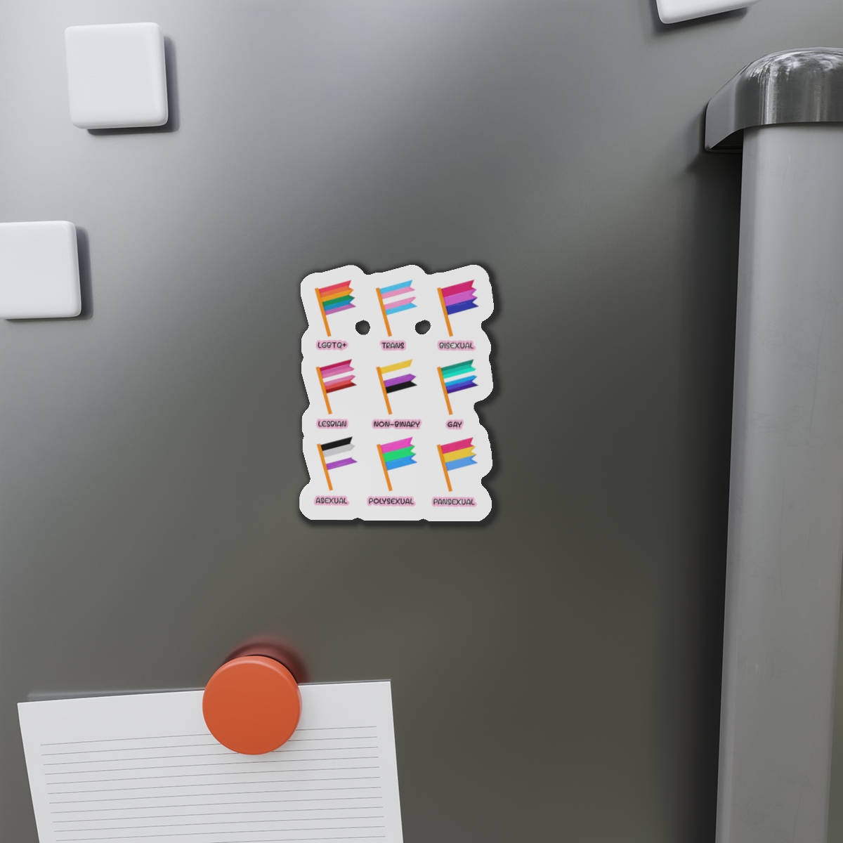 Cute Hand Drawn Set Lgbtq Pride Flags With Names Lgbtq Trans Bisexual Lesbian Nonbinary Asexual Die Cut Magnets - Image 8