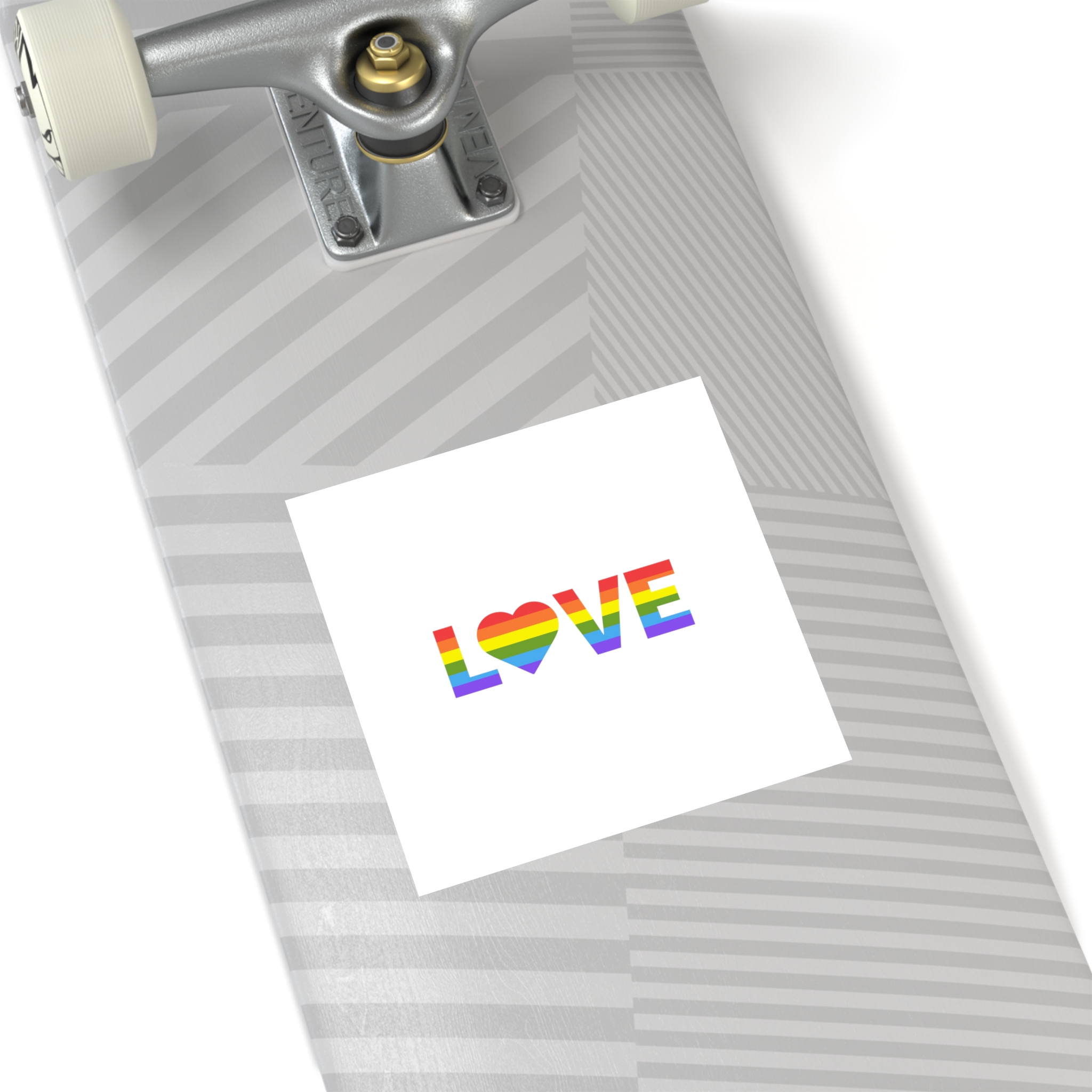 Love With Heart Rainbow Heart Shape Lgbtq Flag White Background Pride Month Laminate Stickers Square - Image 36