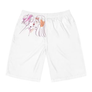 Hand Drawn Affectionate Lesbian Kiss (2) Mens Board Shorts Aop