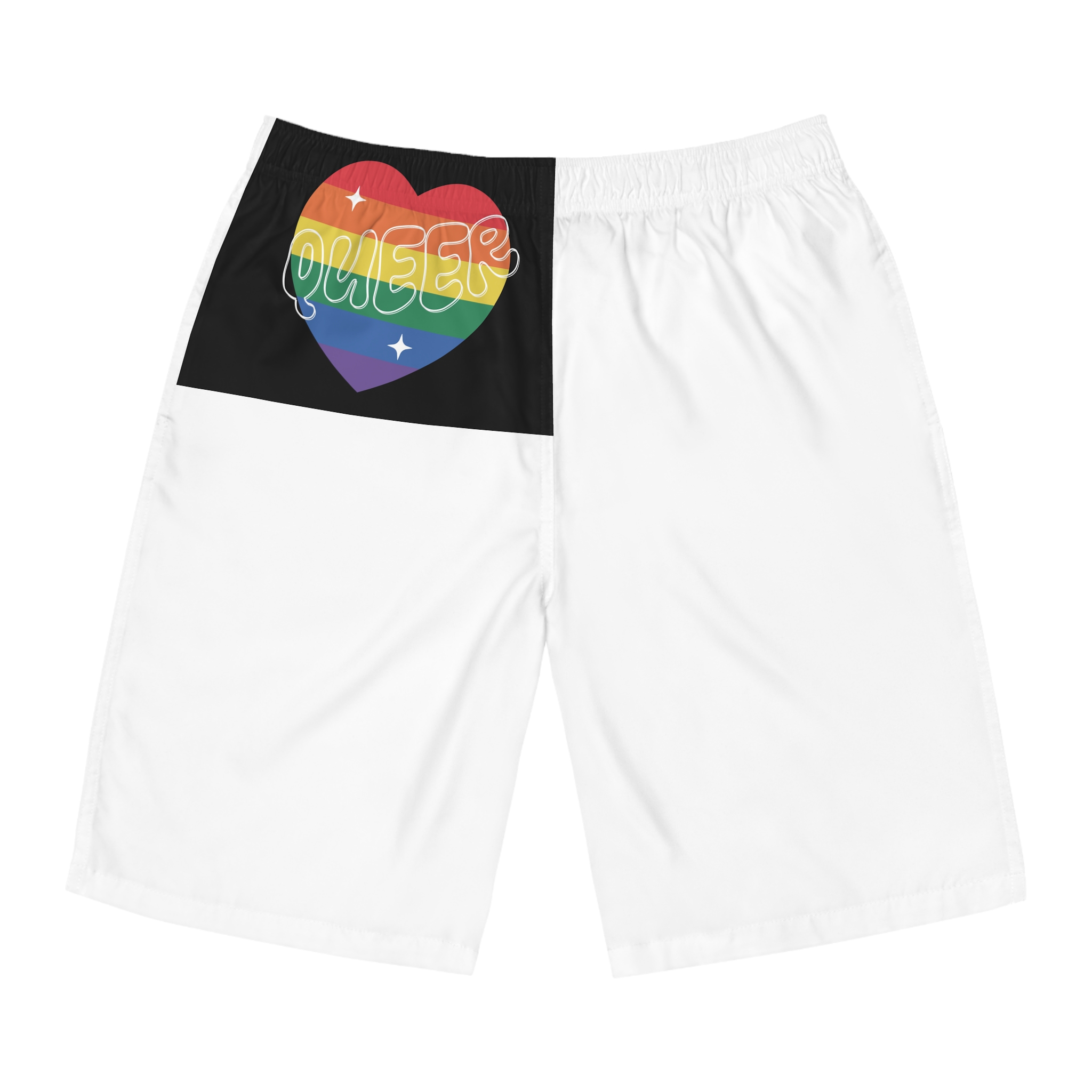 Queer Pride Heart Mens Board Shorts Aop