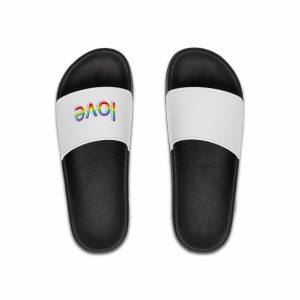 Word Love Rainbow Beautiful Letters Sticker Word Love Light Background Mens Slide Sandals