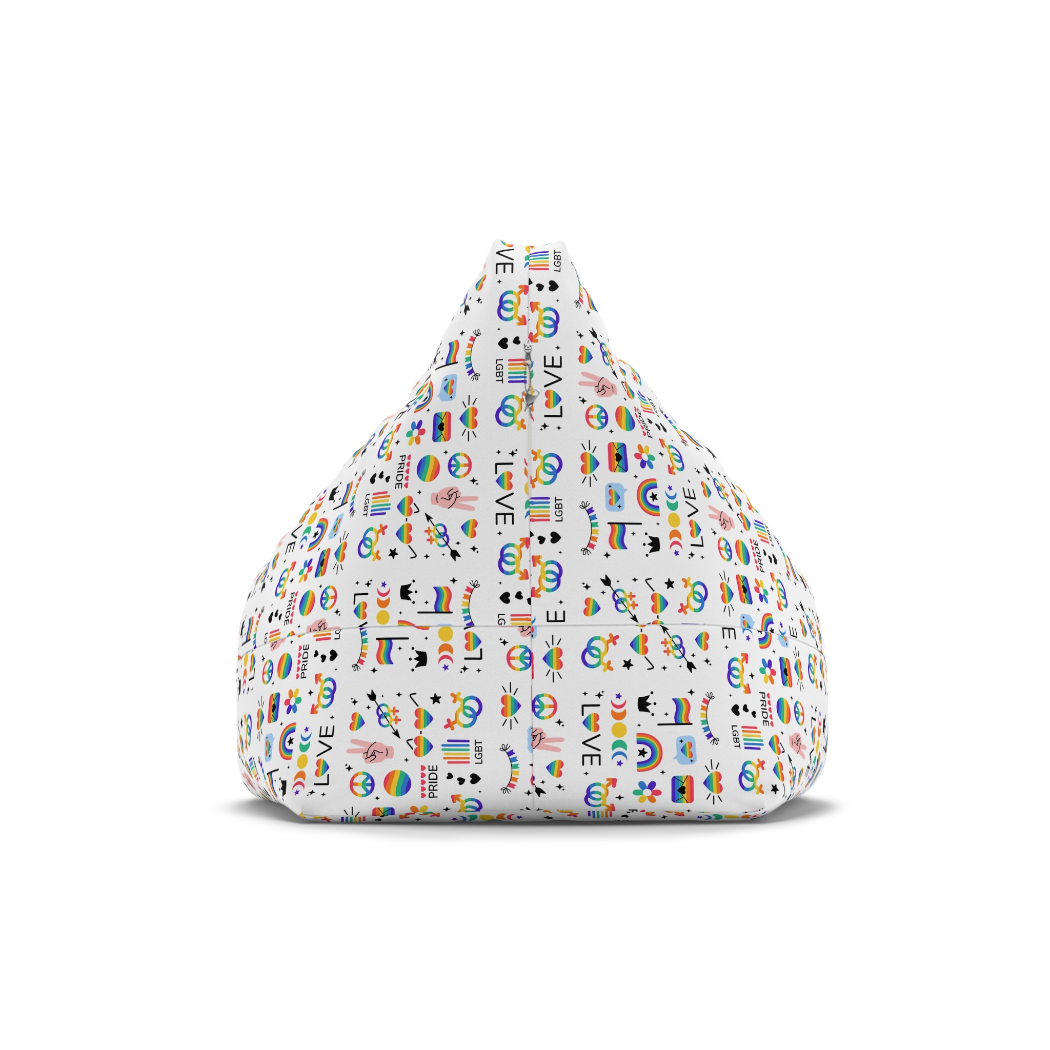 Lgbt Stickers Pack Doodle Style Lgbtq Set Lgbt Pride Community Symbols Rainbow Colored Element Bean Bag Chair Cover - Image 2