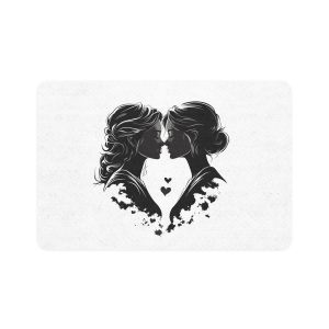 Two Women Kiss Lesbian Female Couple Together Lesbian Female Couple Kissing Homosexuality Lgbtq People Human Rights Freedom Vector Illustration Love Relationship Pet Food Mat 12x18