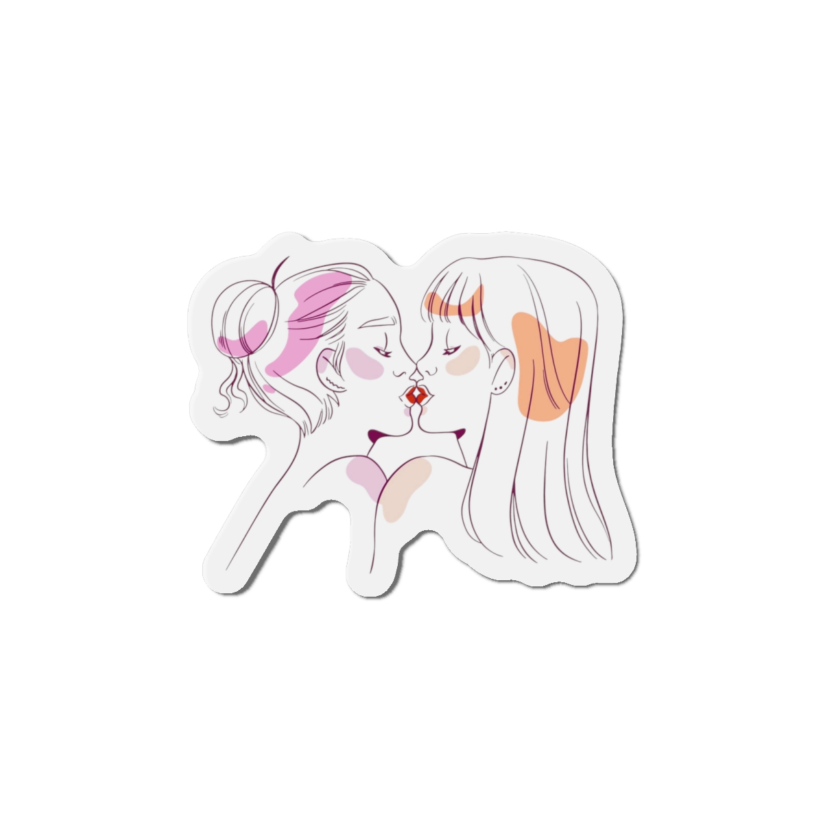 Hand Drawn Affectionate Lesbian Kiss (2) Die Cut Magnets - Image 7
