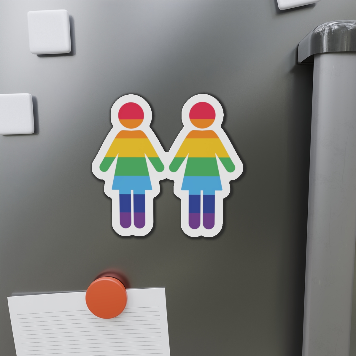Lgbt Pride Two Lesbians Vector Icon Rainbow Colors Vector Illustration Die Cut Magnets - Image 11
