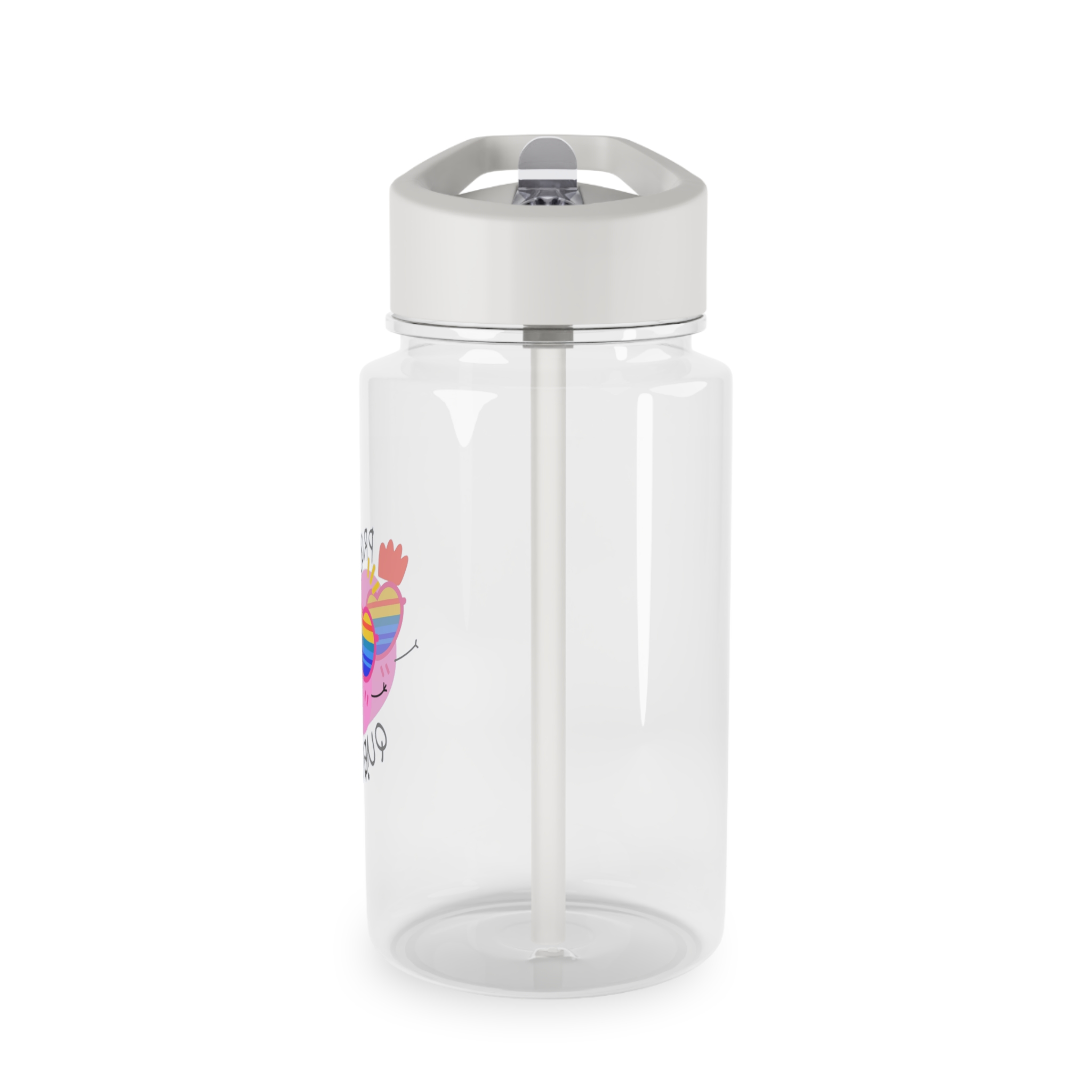 Pink Blob With Rainbow Heart Sunglasses Saying Proud Queen Flat Sticker Tritan Water Bottle - Image 3