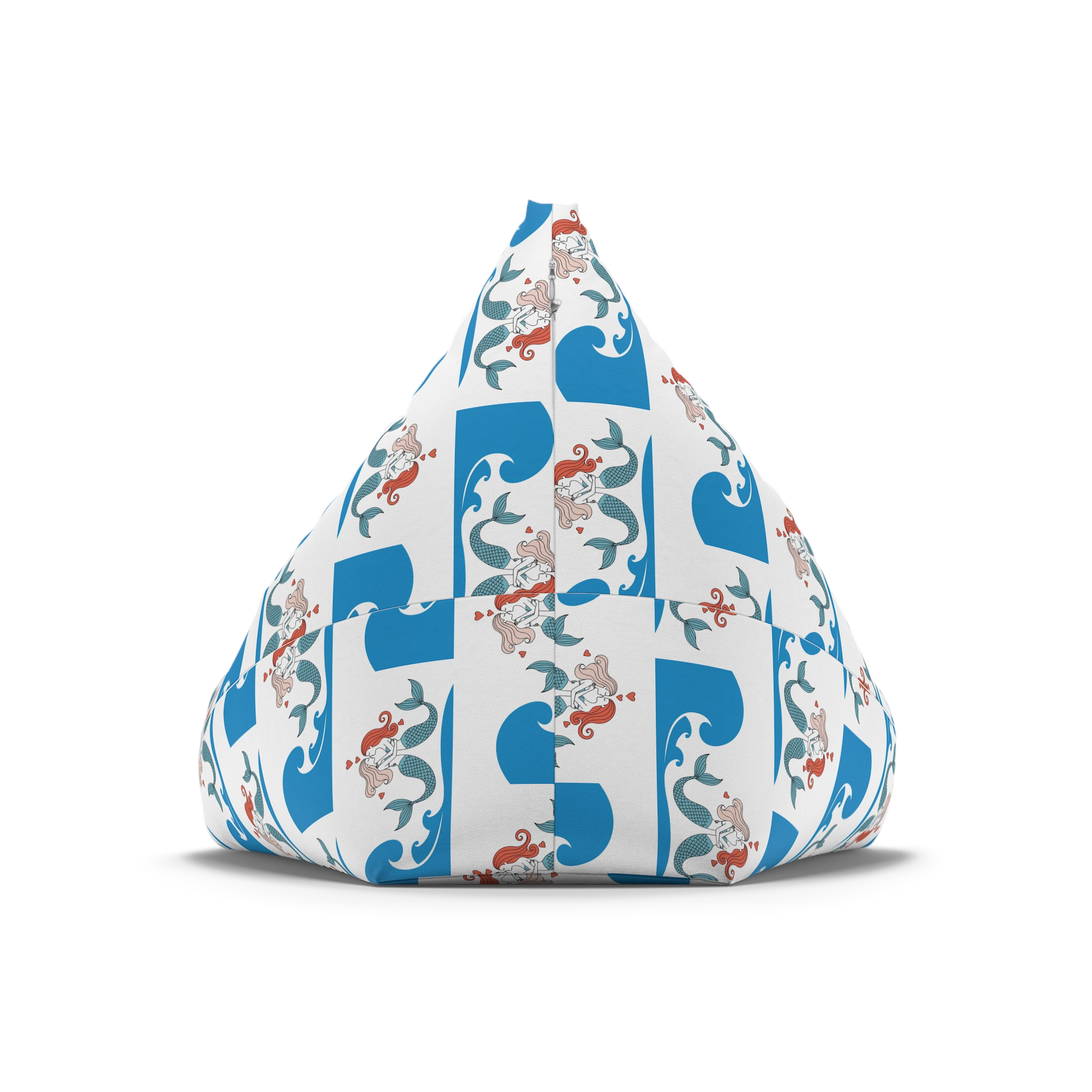 Two Mermaids Love With Hearts Their Heads Bean Bag Chair Cover - Image 6