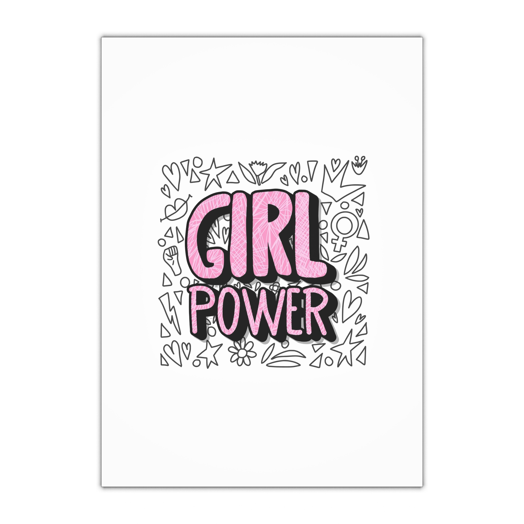 Girl Power Poster Vector Concept Illustration Gift Wrapping Paper Sheets 1pc
