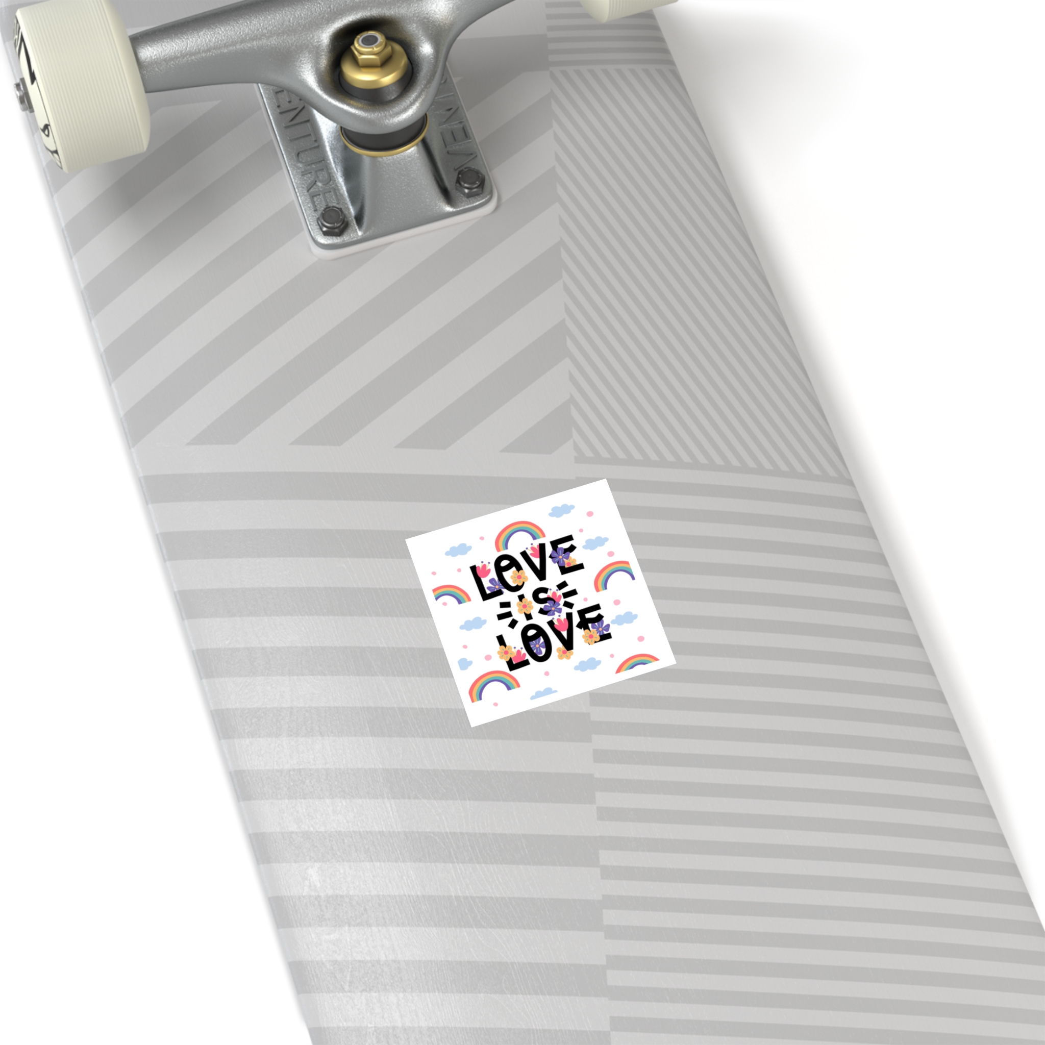 Pride Day Lettering With Rainbows Flowers Laminate Stickers Square - Image 12