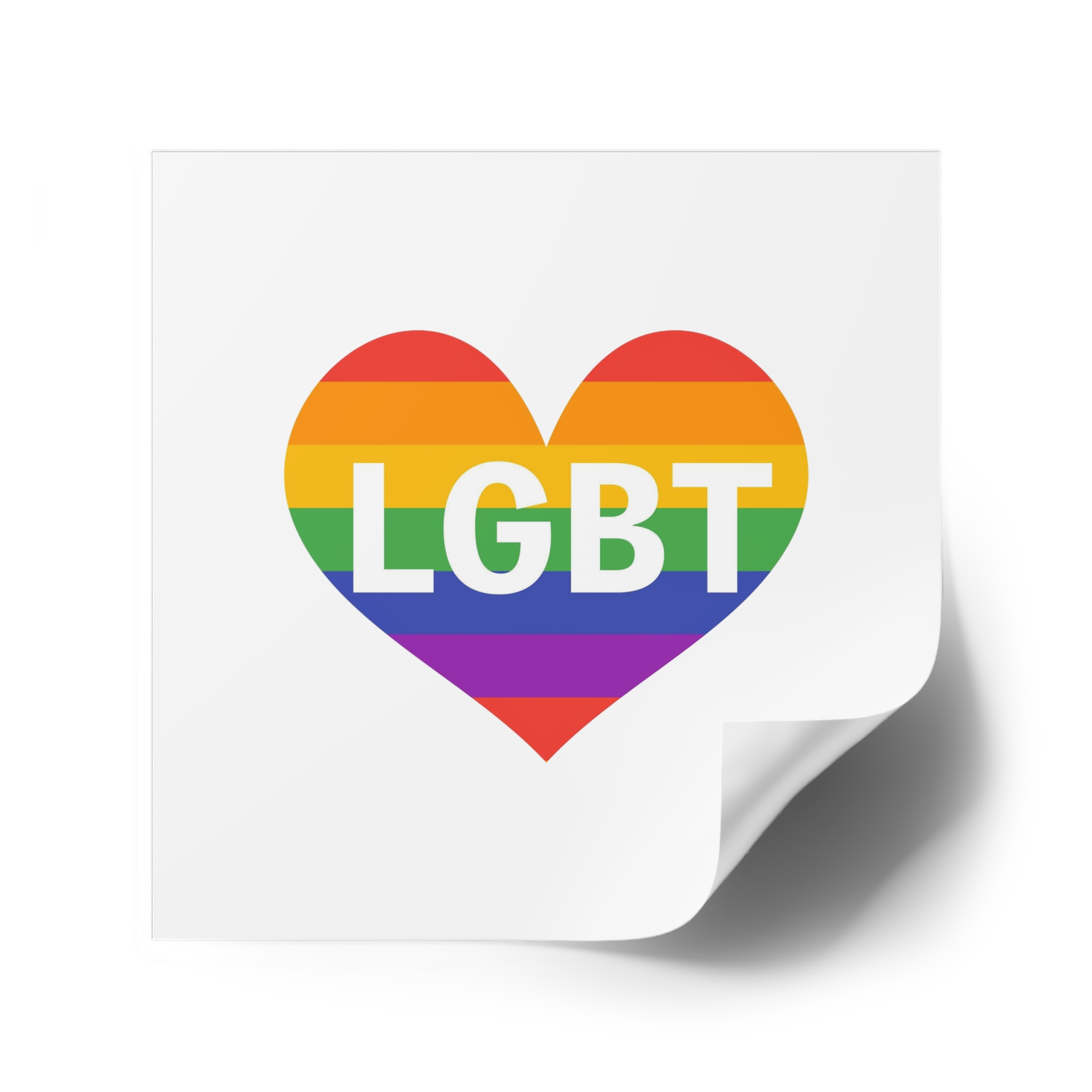 Lgbt Rainbow Colors Heart Mark Lgbt Letters Laminate Stickers Square - Image 42