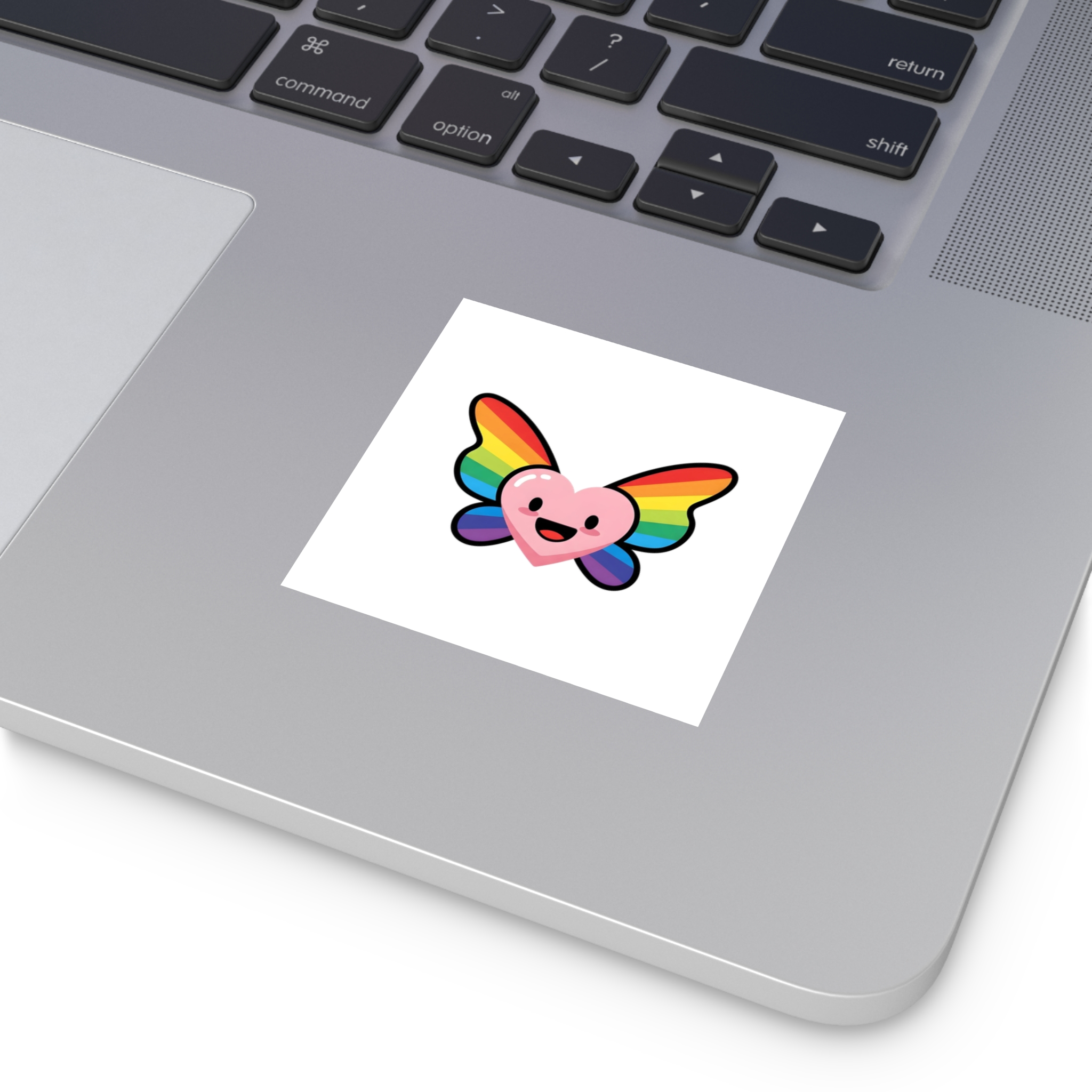Happy Rainbow Heart Butterfly1 Laminate Stickers Square - Image 15