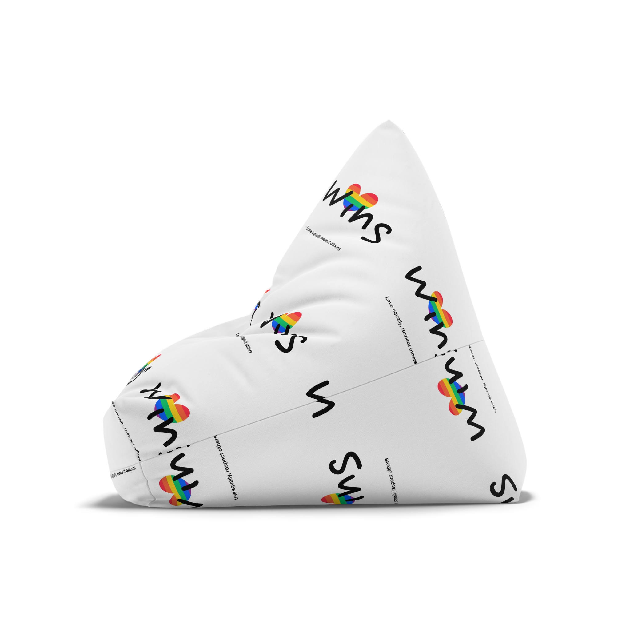 Love Letter Pride Rainbow Lettering Text Writing Pattern Freedom Love Heart Homo Colors Flag Parade (2) Bean Bag Chair Cover - Image 8