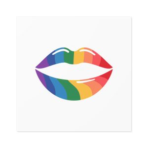 Rainbow Lips Illustration Laminate Stickers Square