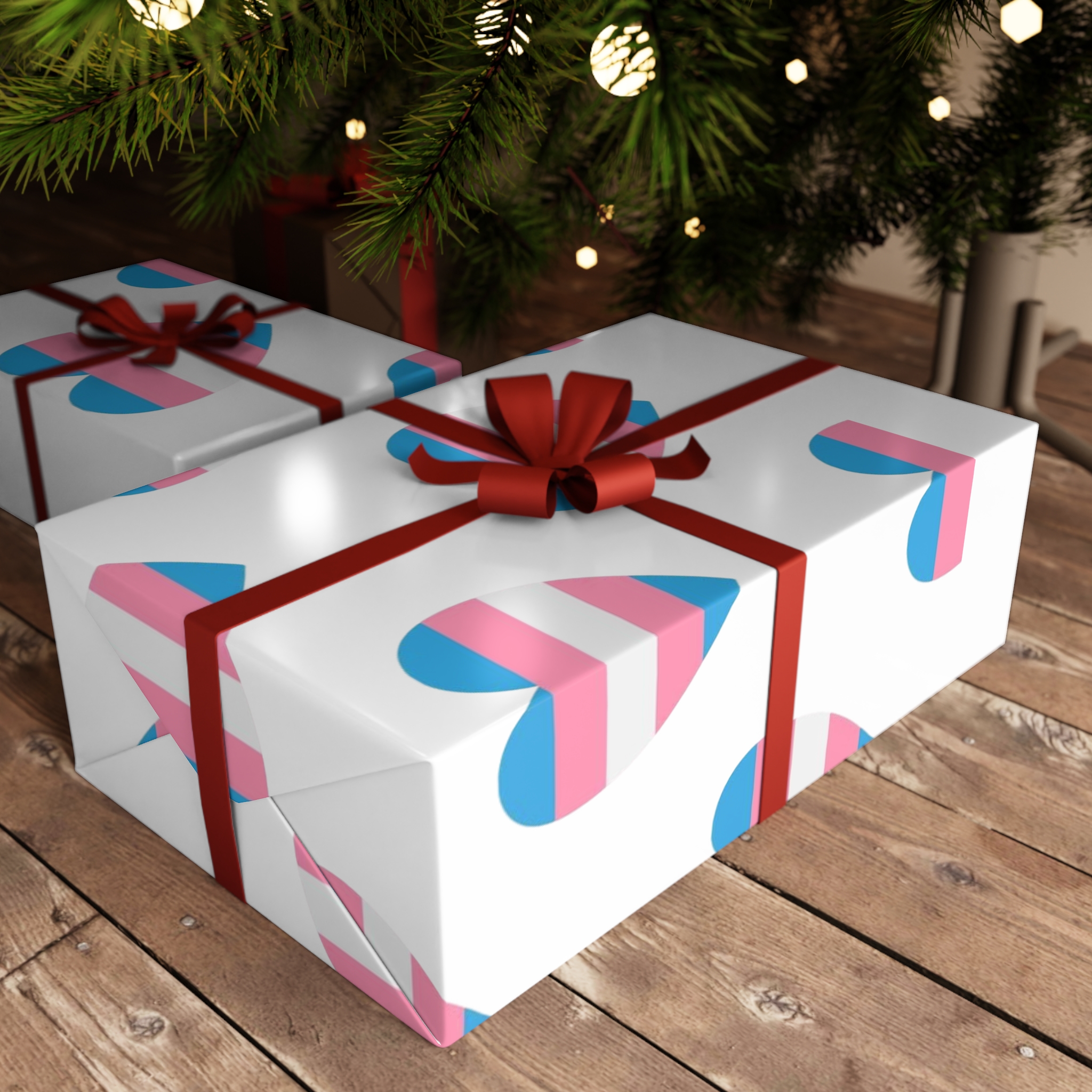 Vector Seamless Pattern Trans Lgbt Flag Heart Gift Wrapping Paper Sheets 1pc - Image 6