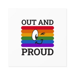 Out Proud Lgbtq Pride Month Quote Book Lover Rainbow Flag Hand Drawn Art White Background Laminate Stickers Square