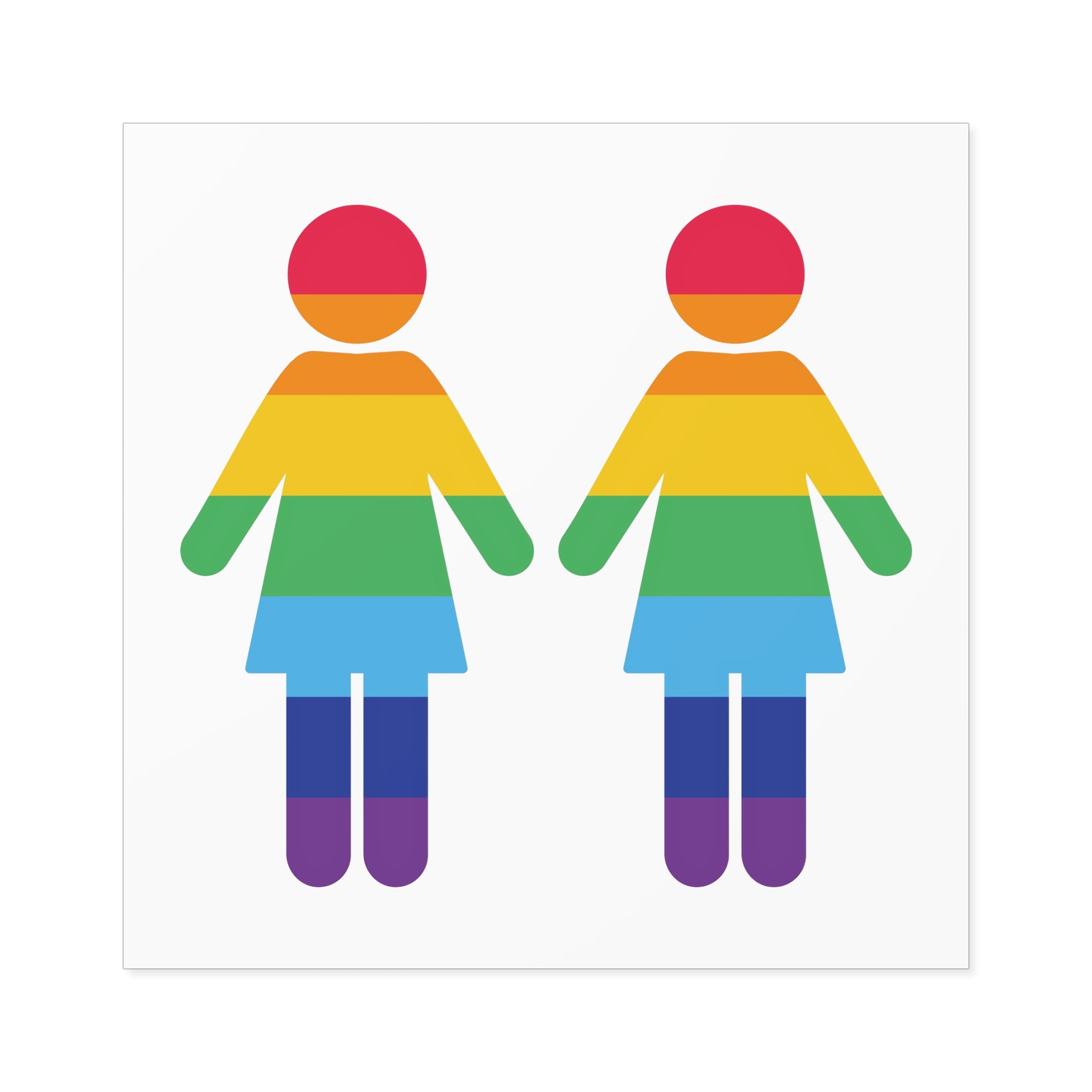 Lgbt Pride Two Lesbians Vector Icon Rainbow Colors Vector Illustration Laminate Stickers Square - Image 49