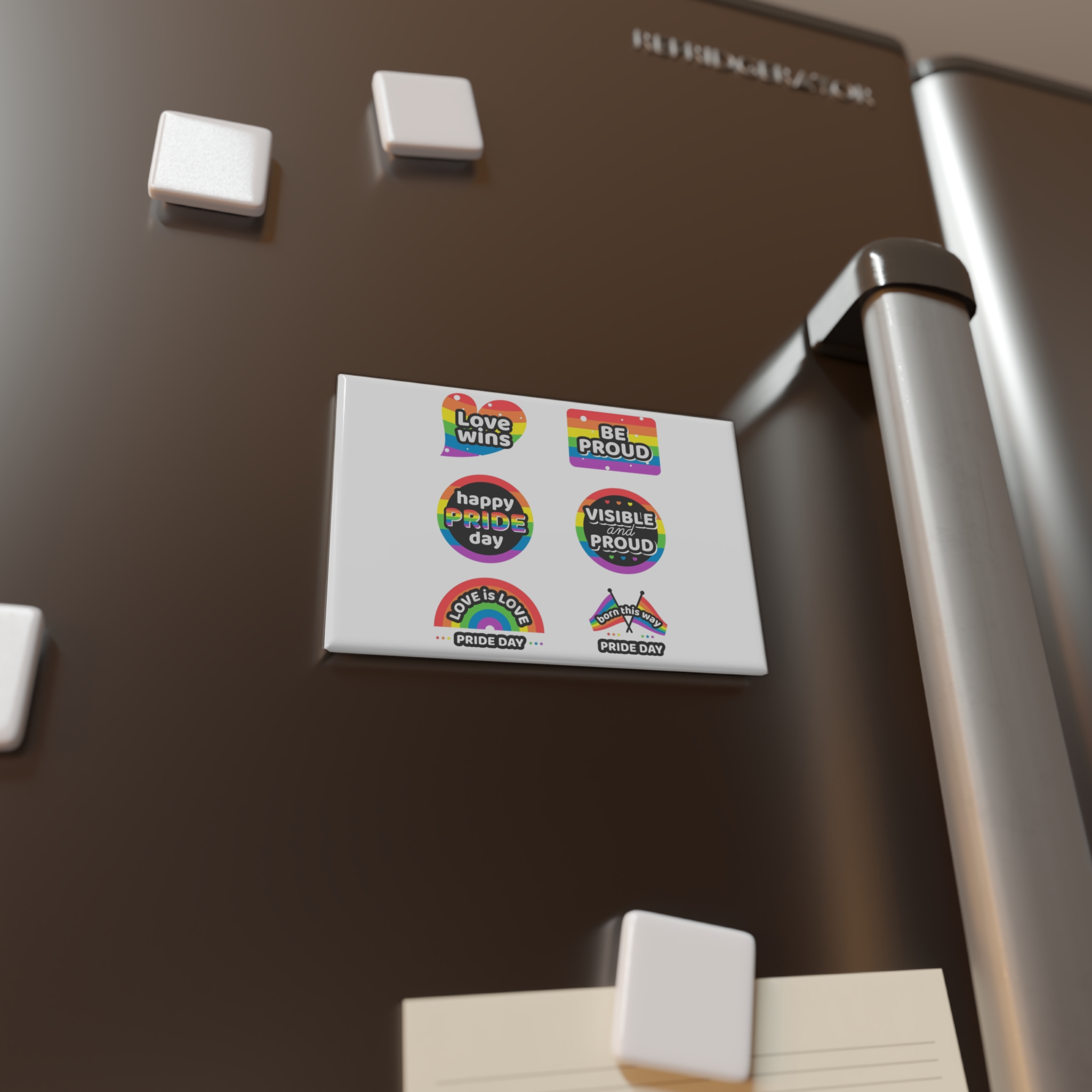 Set Rainbow Pride Labels Button Magnet Rectangle 1 And 10 Pcs - Image 4