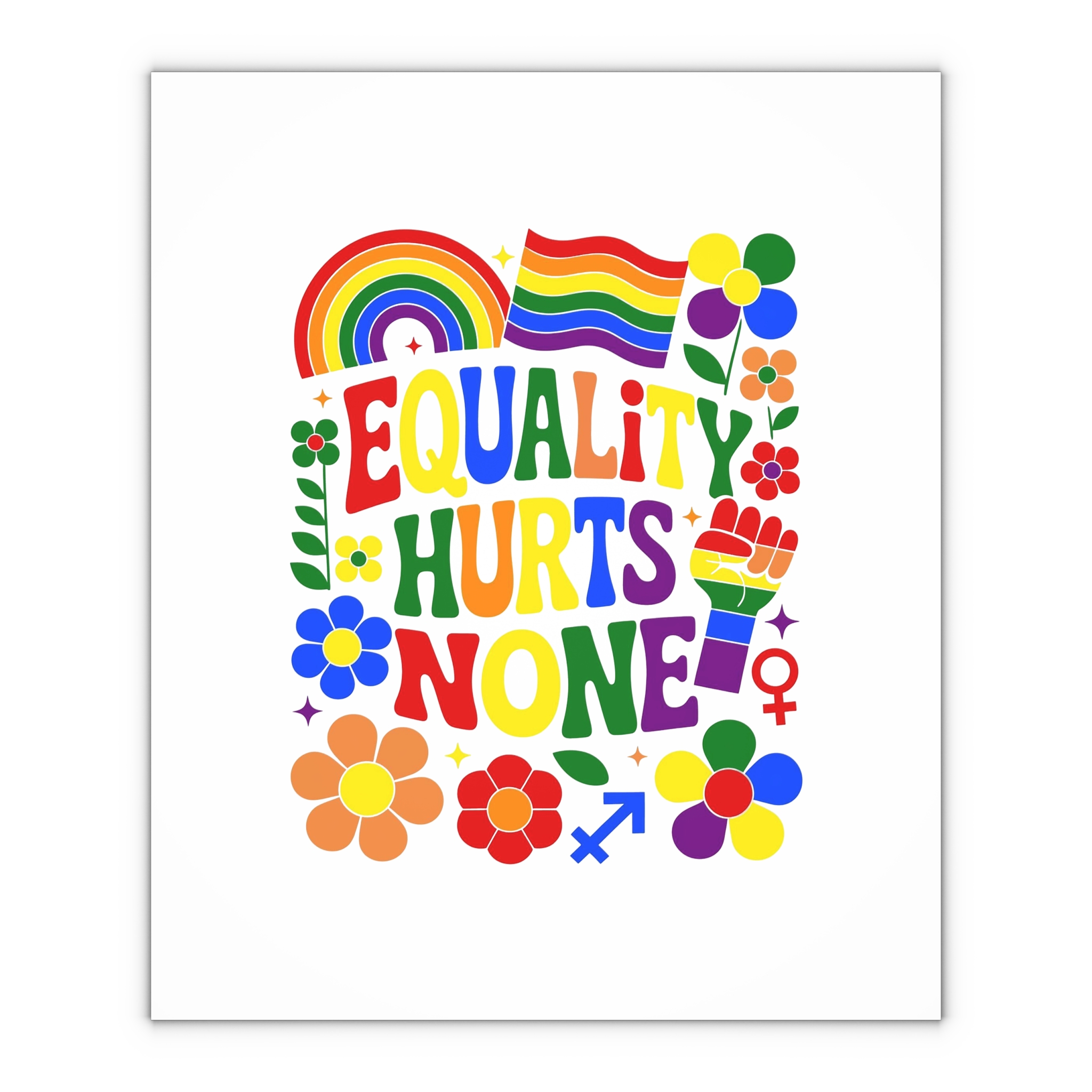 Colorful Equality Hurts None Rainbow Pride Illustration Gift Wrapping Paper Sheets 1pc - Image 4