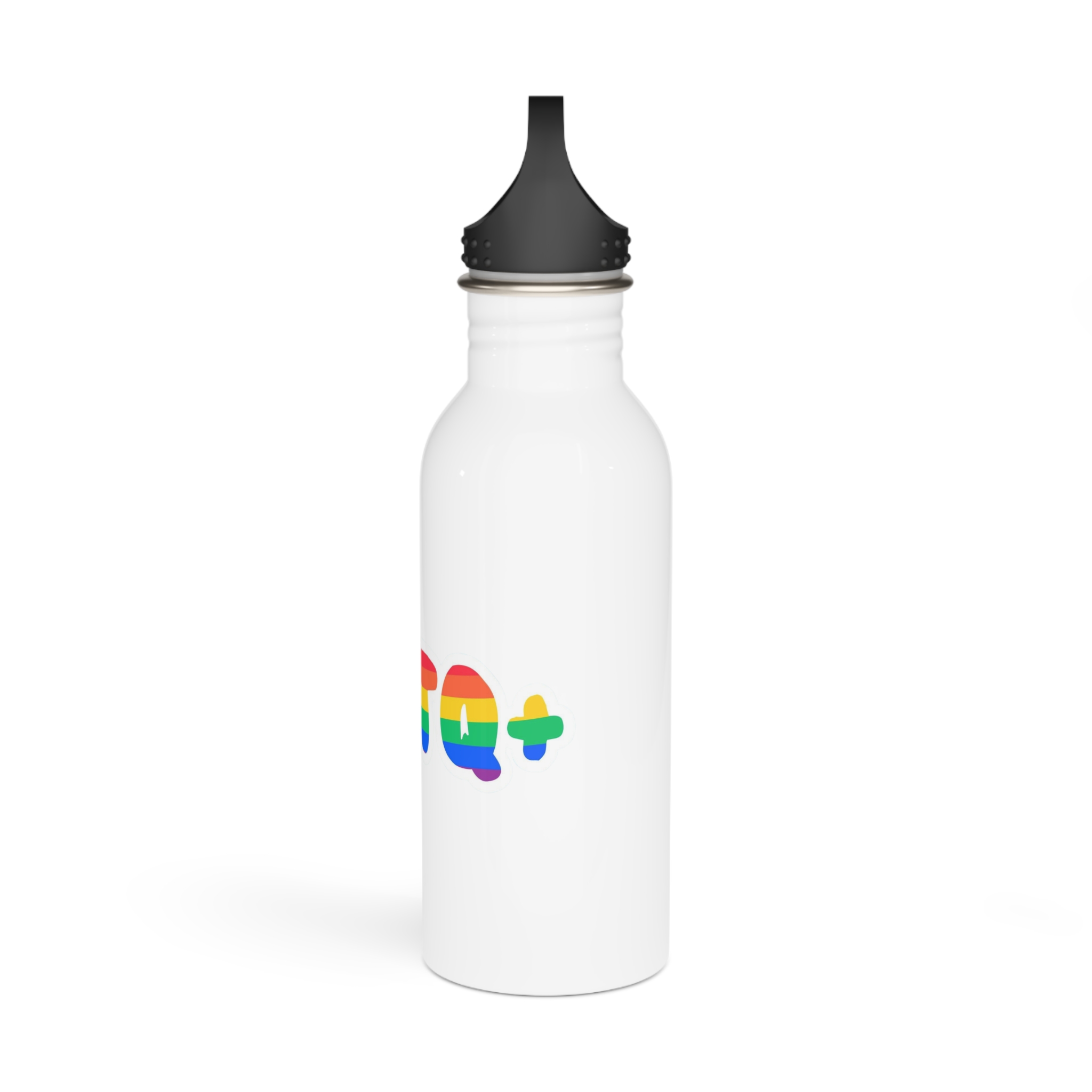 Pride Rainbow Lettering Text Writing Pattern Freedom Love Heart Homo Colors Flag Parade Lgbtq Flag W Stainless Steel Water Bottle - Image 4