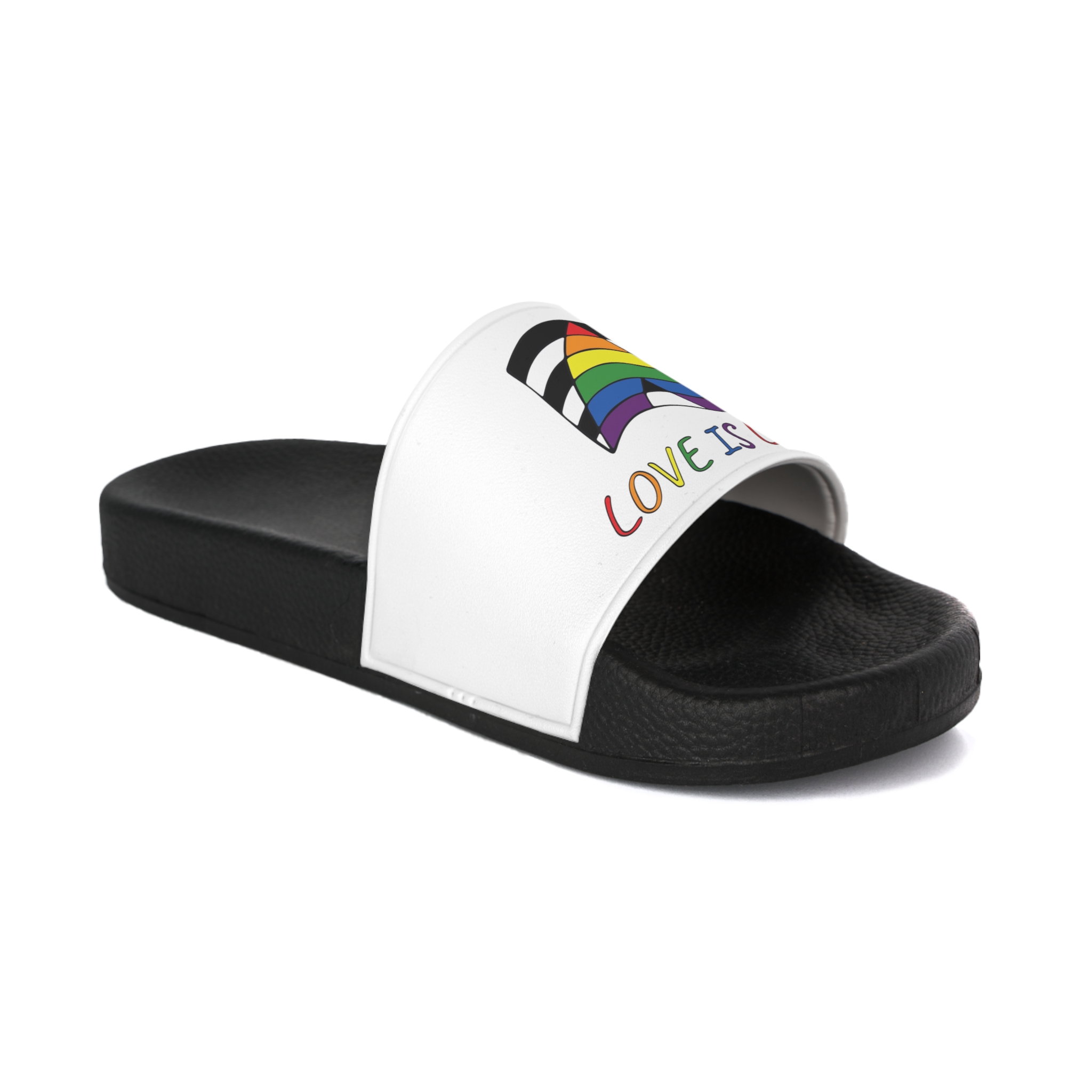 Colorful Straight Ally Pride Flag Happy Pride Day Lgbtq Community Pride Month Vector Hand Drawn Doodle Posters Stickers Logo Cards Mens Slide Sandals - Image 2