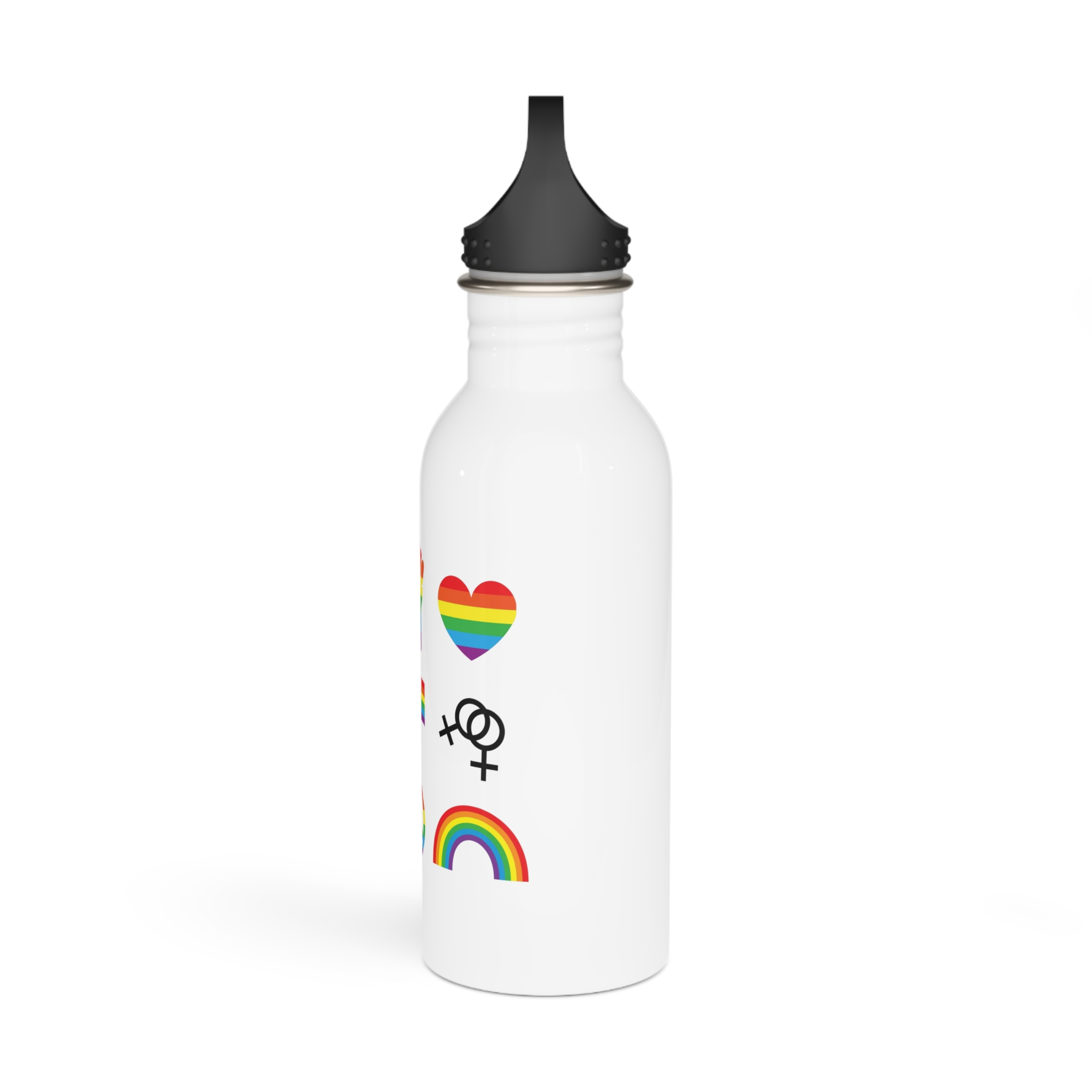 Set Flat Lgbt Homosexual Rainbow Flag Icon Symbols Stainless Steel Water Bottle - Image 4
