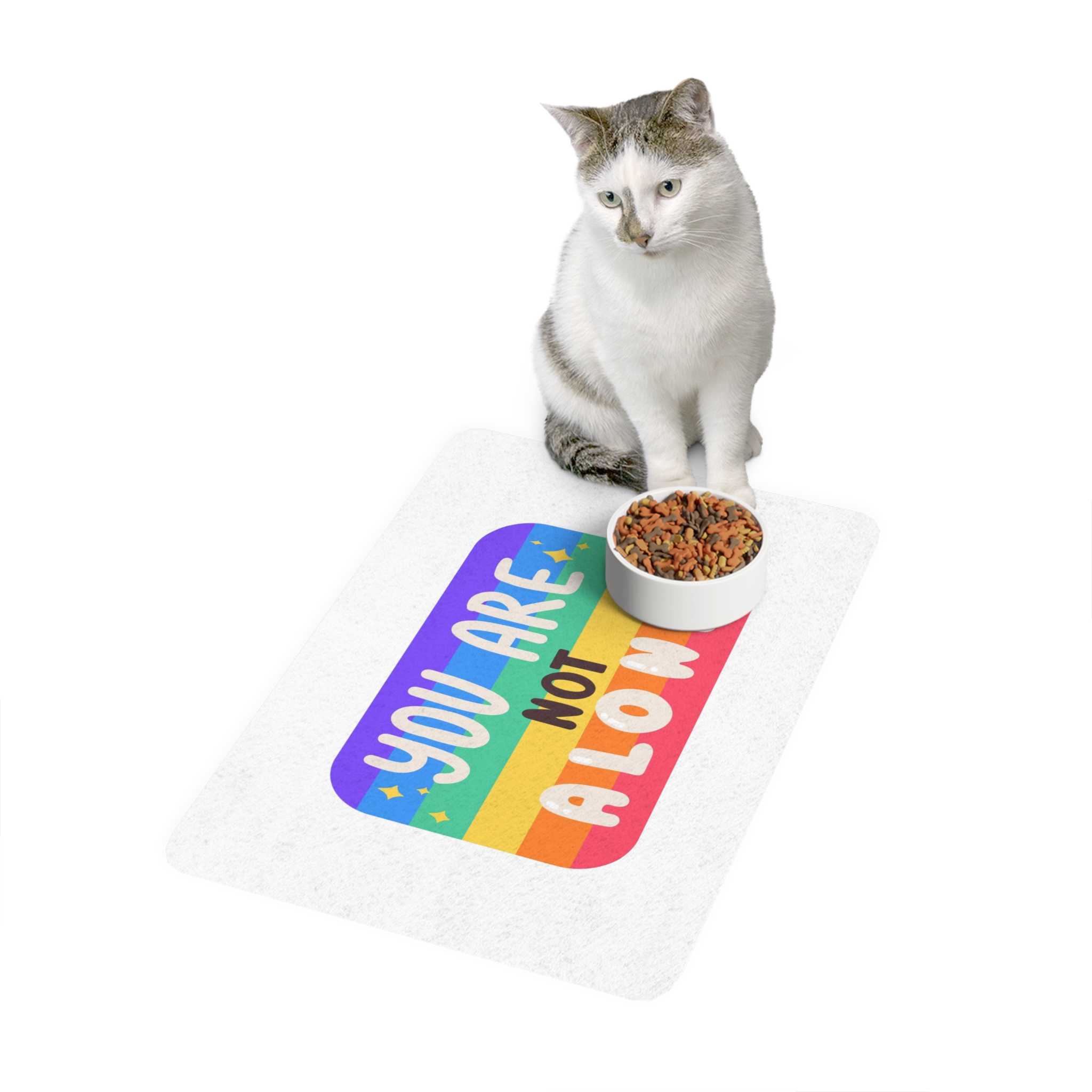 Lgbt Sticker Pack White Background Lgbtq Set Symbol Lgbt Pride Community Rainbow Elements Vector Hand Draw Illustration Hand Drawn Lettering (2) Pet Food Mat 12x18 - Image 3