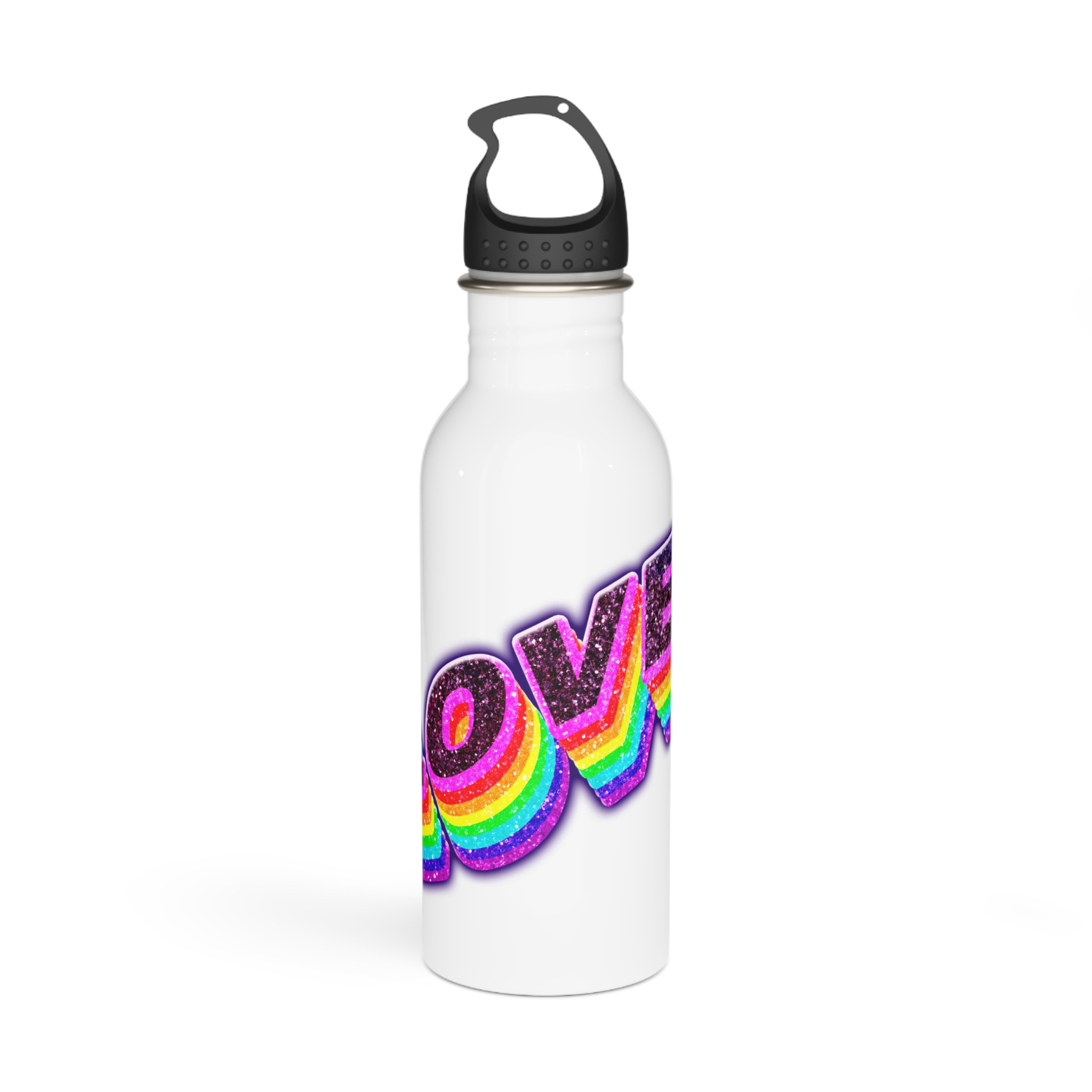 Love Png Word Rainbow Typography Stainless Steel Water Bottle