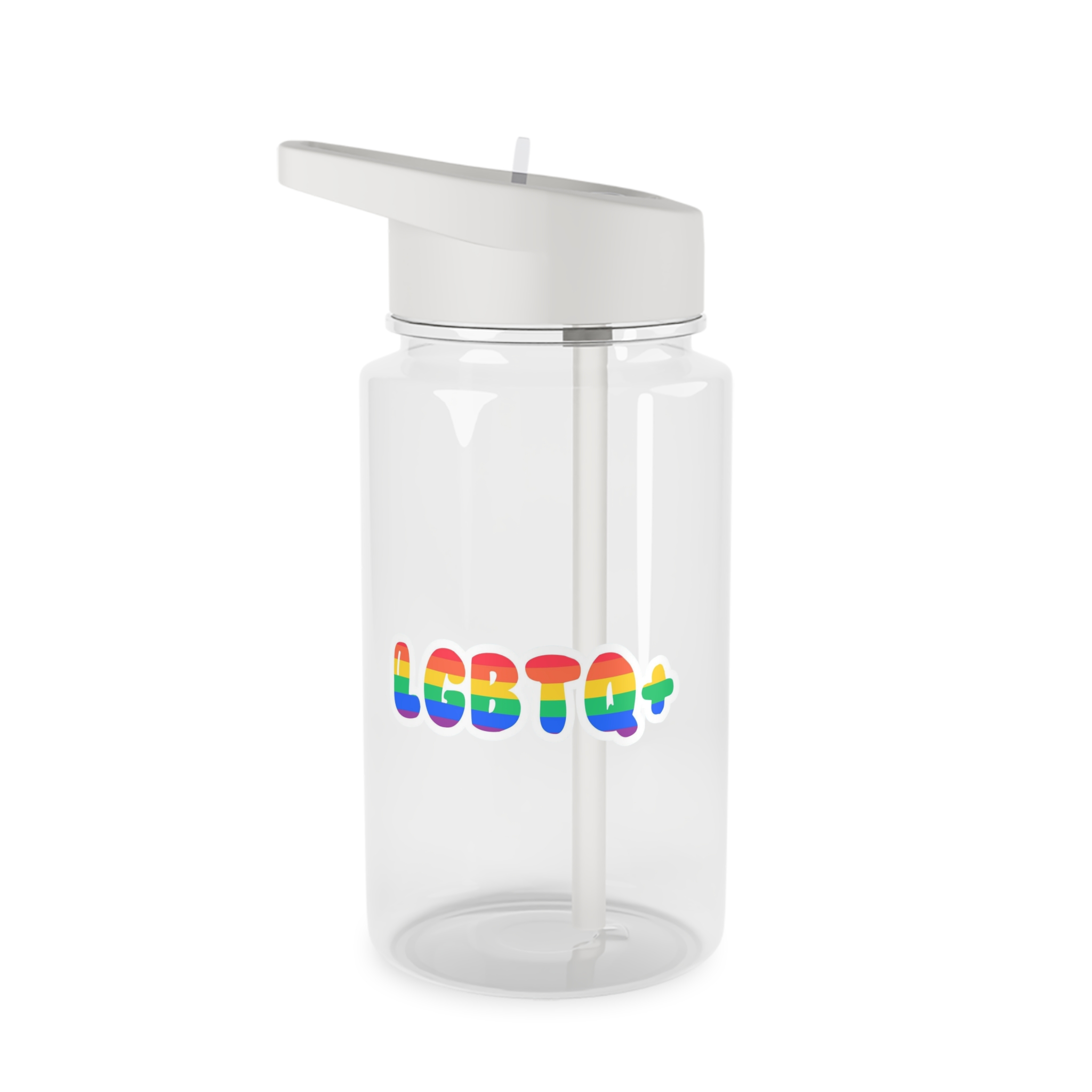 Pride Rainbow Lettering Text Writing Pattern Freedom Love Heart Homo Colors Flag Parade Lgbtq Flag W Tritan Water Bottle