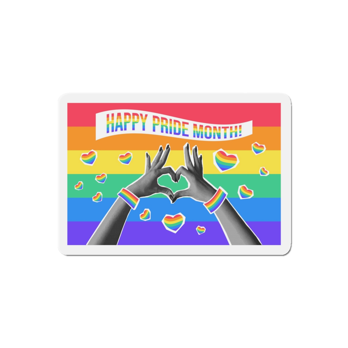 Lgbtq Pride Month Card Y2k Style Trendy Retro Collage Halftone Hands Die Cut Magnets - Image 7