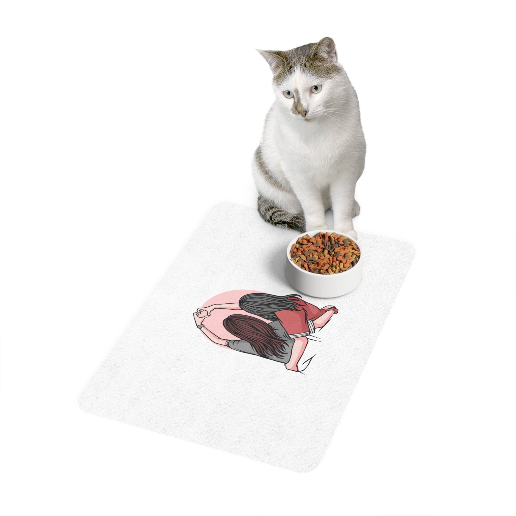 Hand Drawn Friendship Day With Friends Hugging Pet Food Mat 12x18 - Image 3