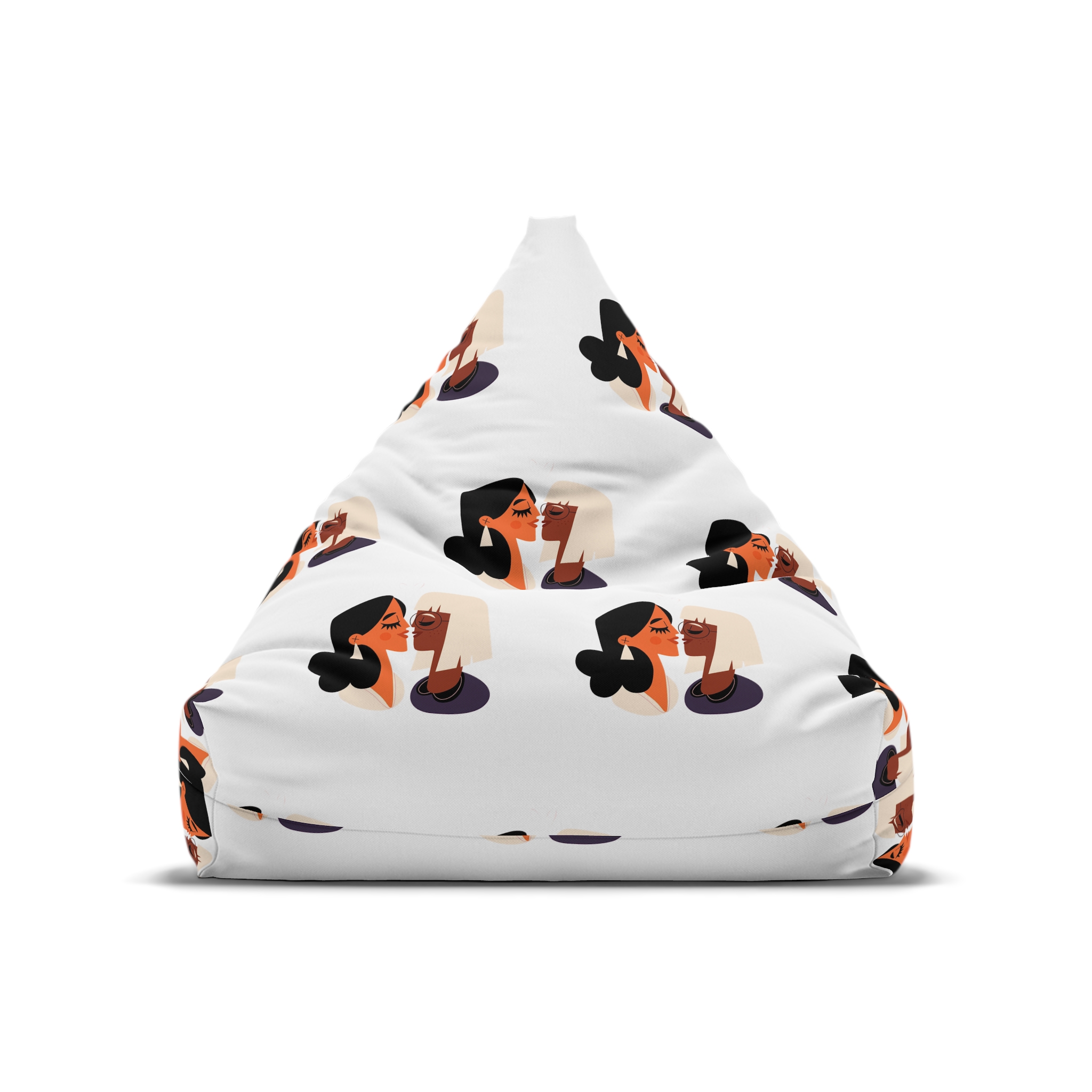 Flat Design Lesbian Couple Kiss Illustration (2) Bean Bag Chair Cover - Image 5
