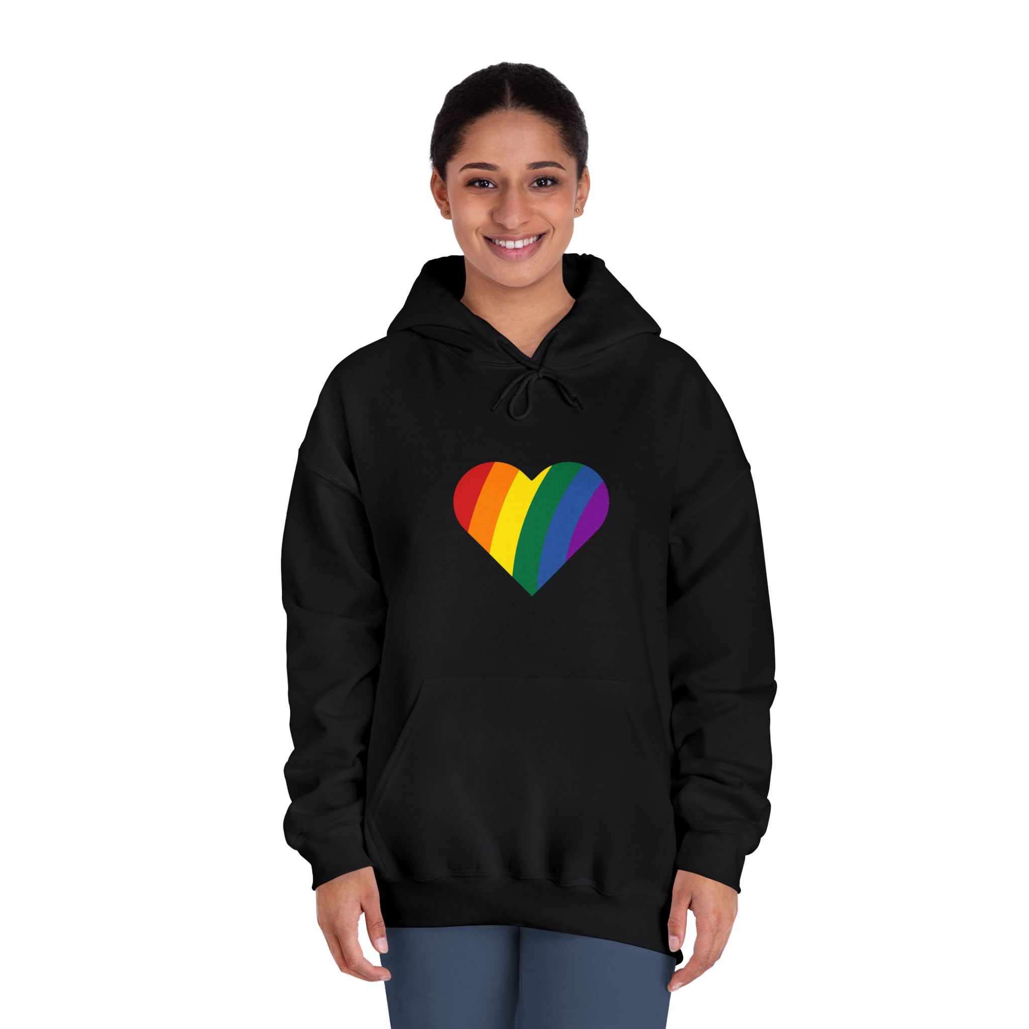 Minimalist Pride Heart Filled With Rainbow Colors Unisex Dryblend Hooded Sweatshirt - Image 12
