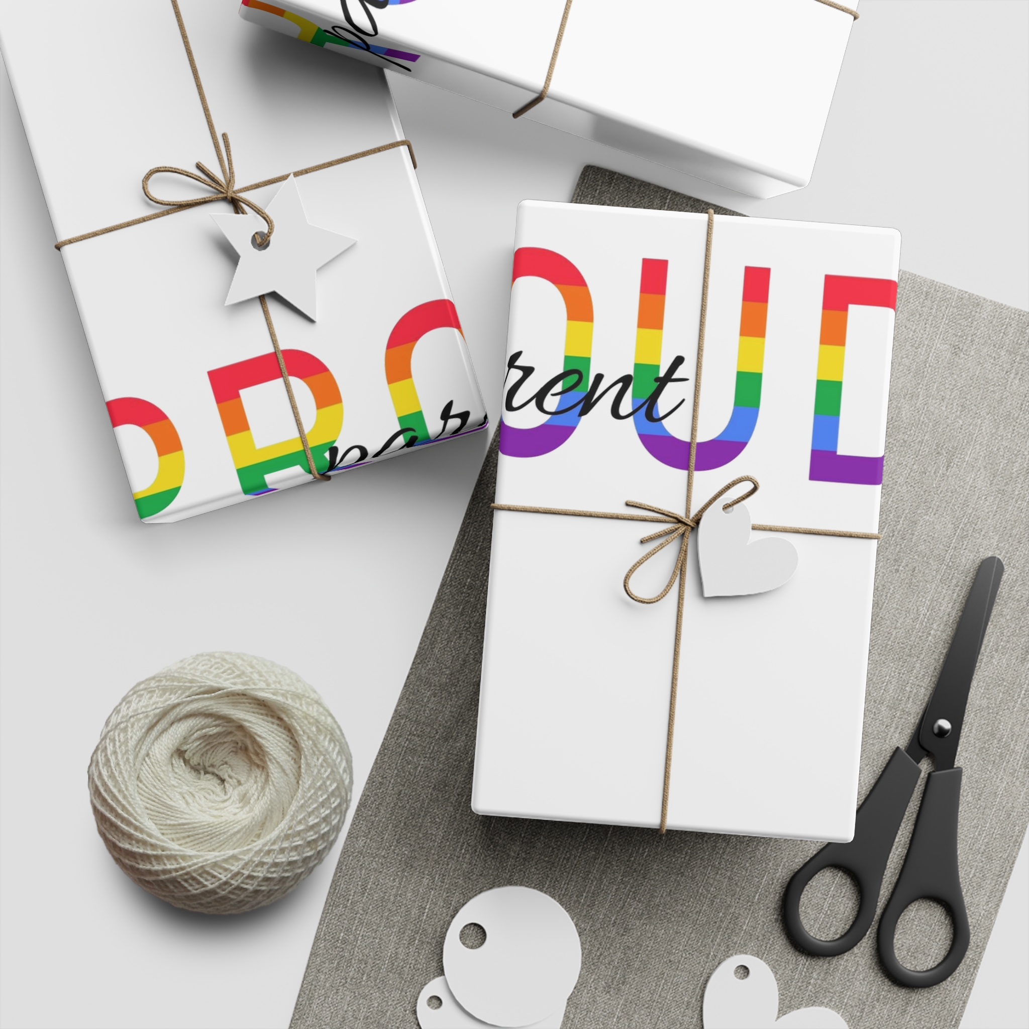 Proud Parent Letering Rainbow Colors Lgbt Flag Lgbt Parents Community Support Gift Wrapping Paper Sheets 1pc - Image 2