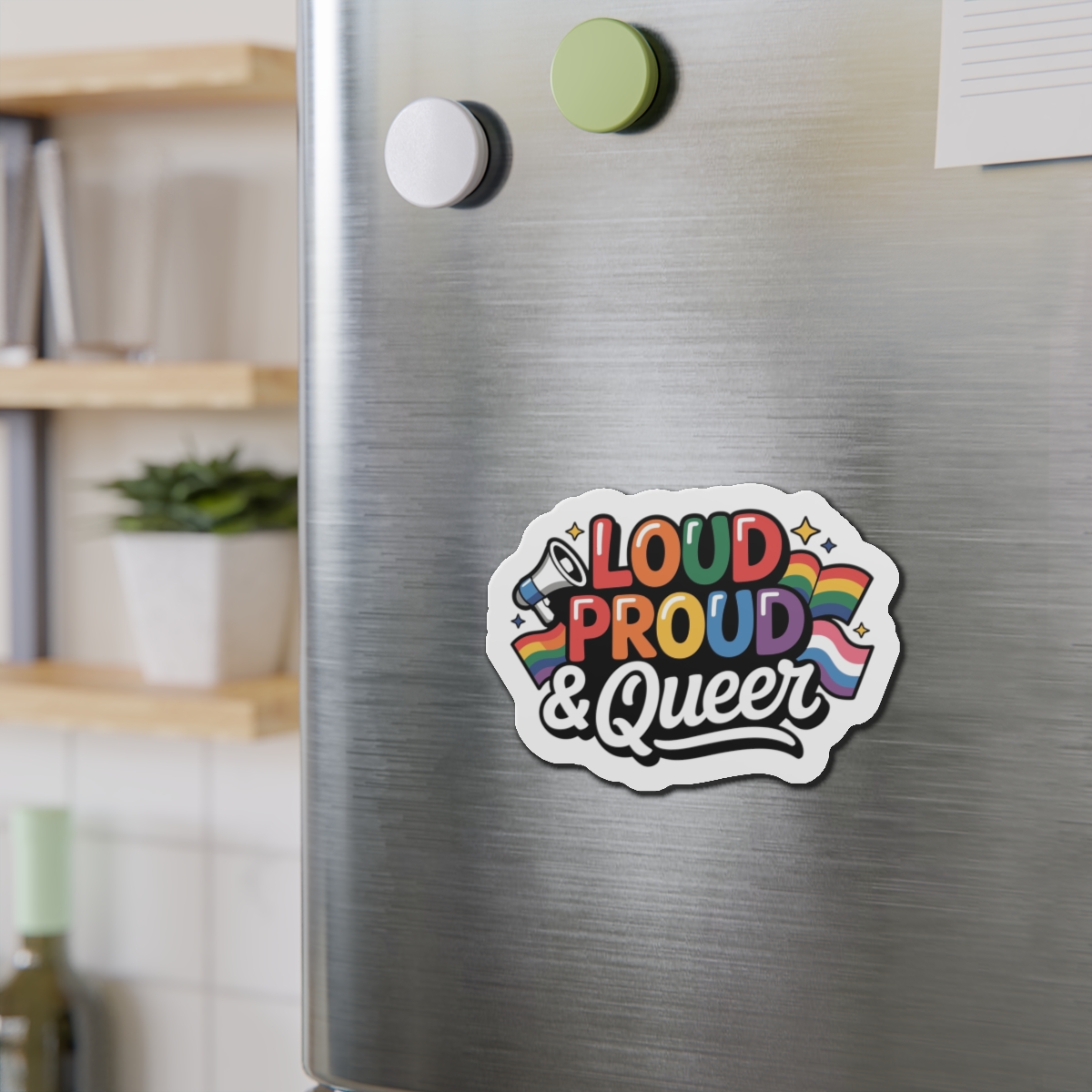 Loud Proud Queer T Shirt Design Isolated White Background 3 Die Cut Magnets - Image 12