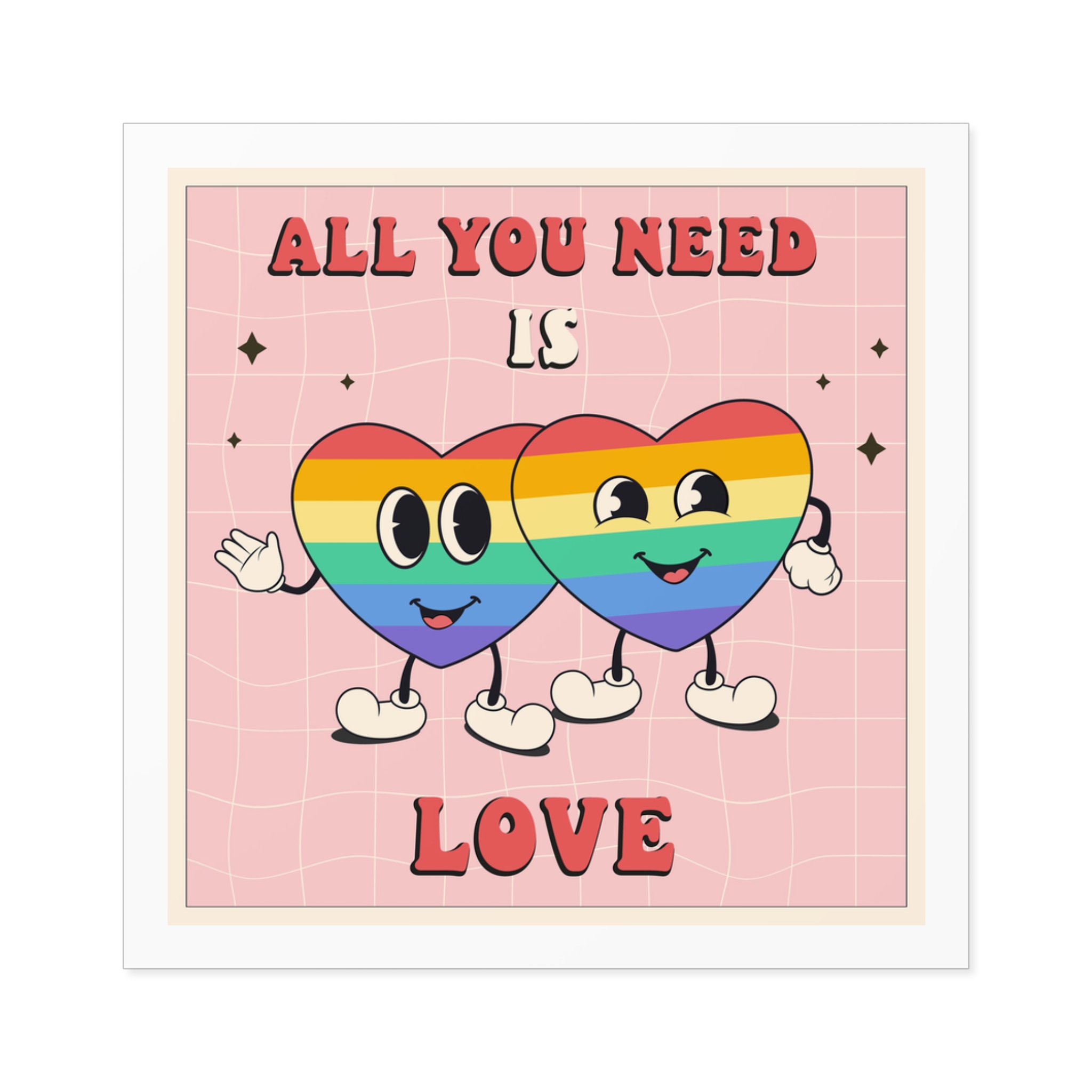 Lgbtq Pride Month Retro Groovy Poster Social Media Post Template With Rainbow Heart Laminate Stickers Square - Image 25