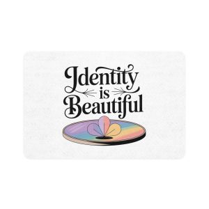 Identity Is Beautiful T Shirt Design Isolated White Background 2 Pet Food Mat 12x18