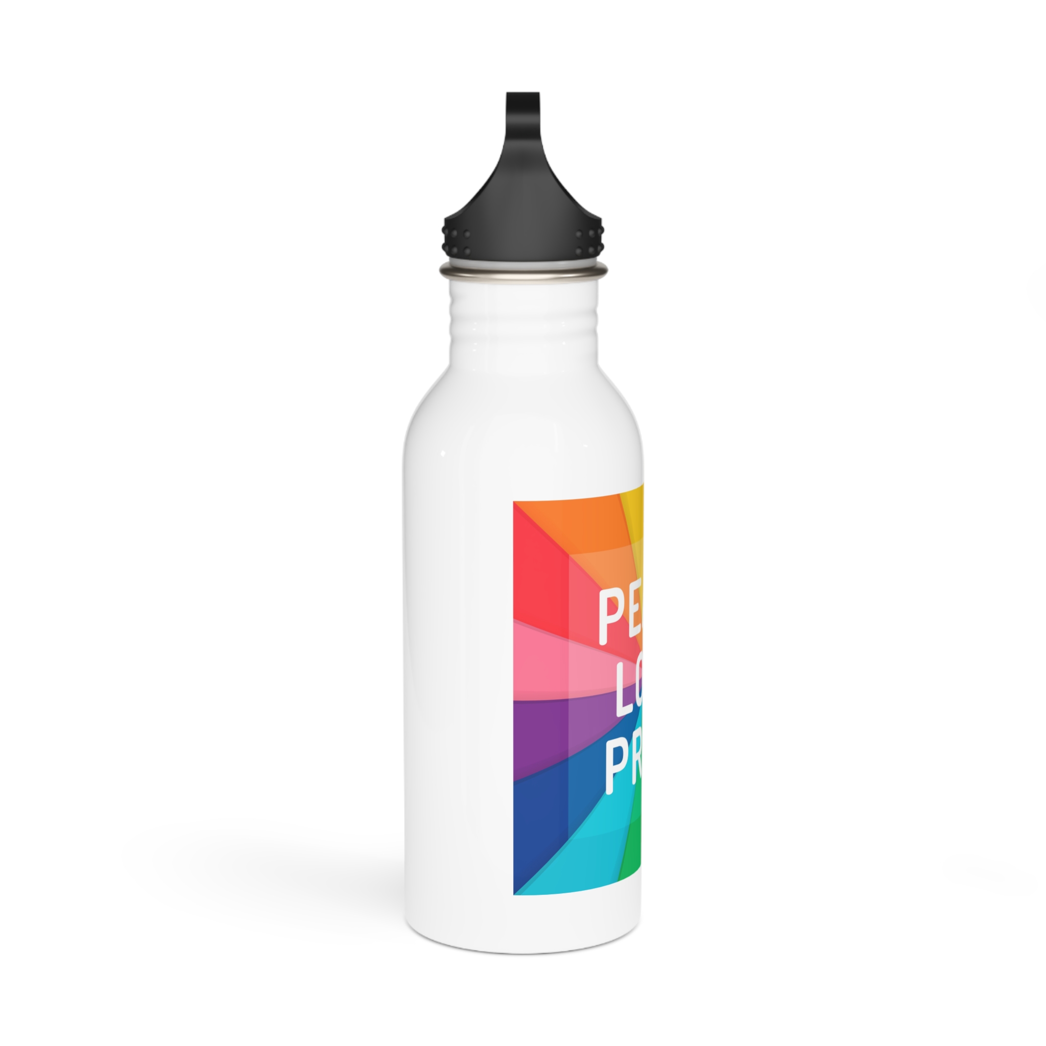Rainbow Colored Background With Peace Love Pride Concept Pride Month Stainless Steel Water Bottle - Image 2