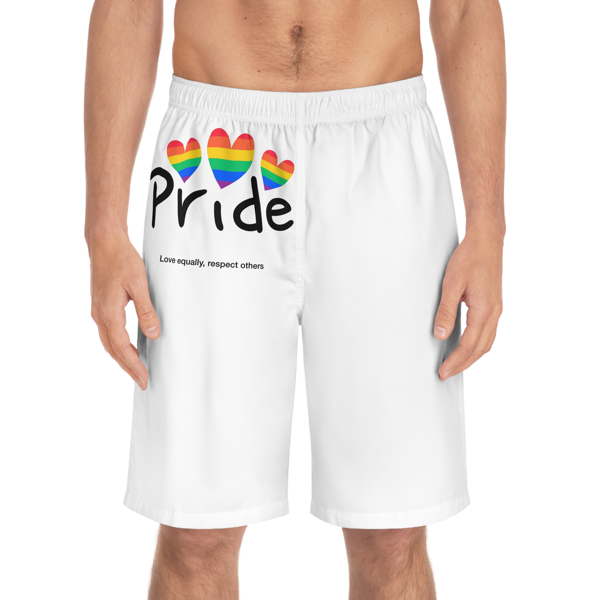 Love Letter Pride Rainbow Lettering Text Writing Pattern Freedom Love Heart Homo Colors Flag Parade(2) Mens Board Shorts Aop - Image 3