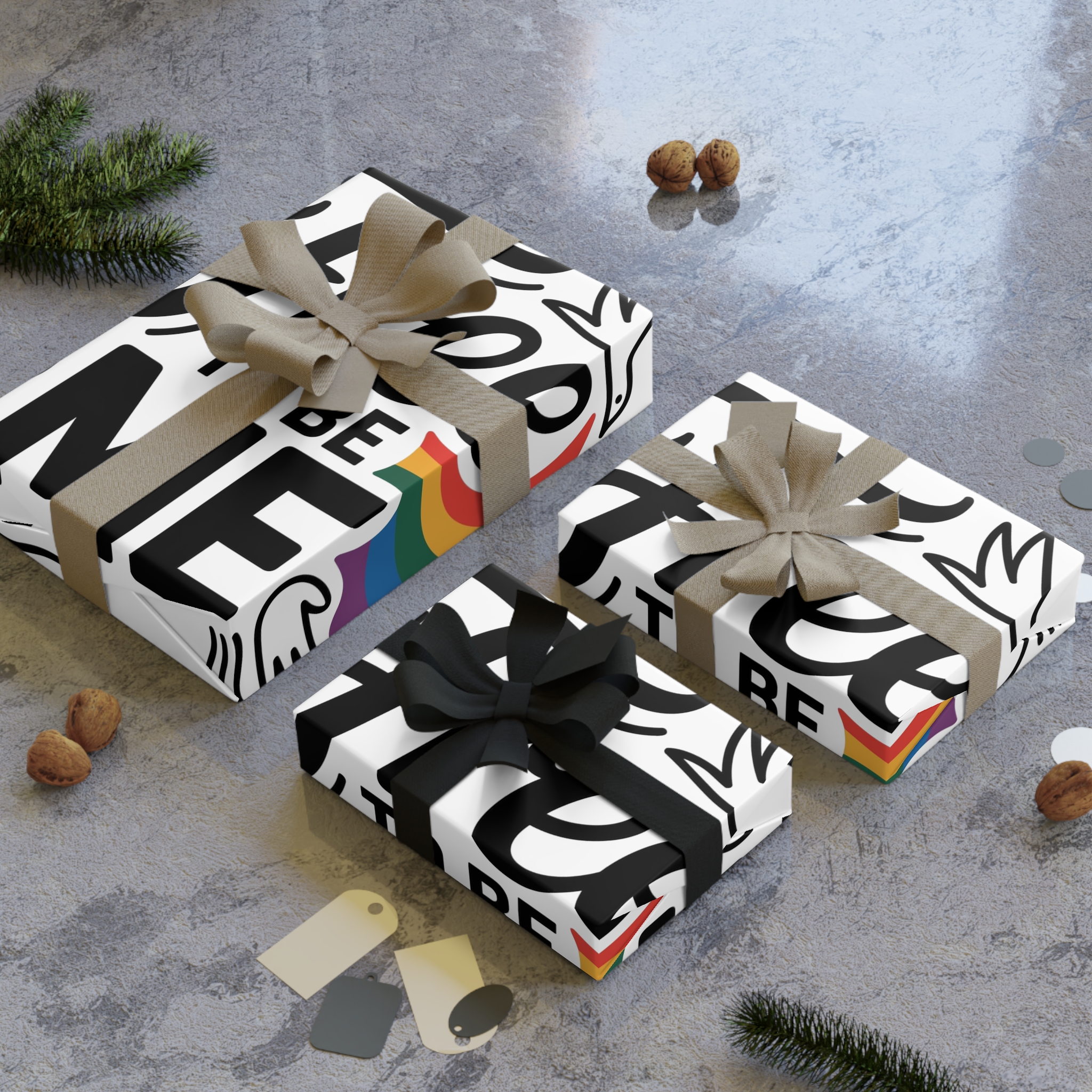 Free Be Me T Shirt Design Isolated White Background Gift Wrapping Paper Rolls 1pc - Image 4